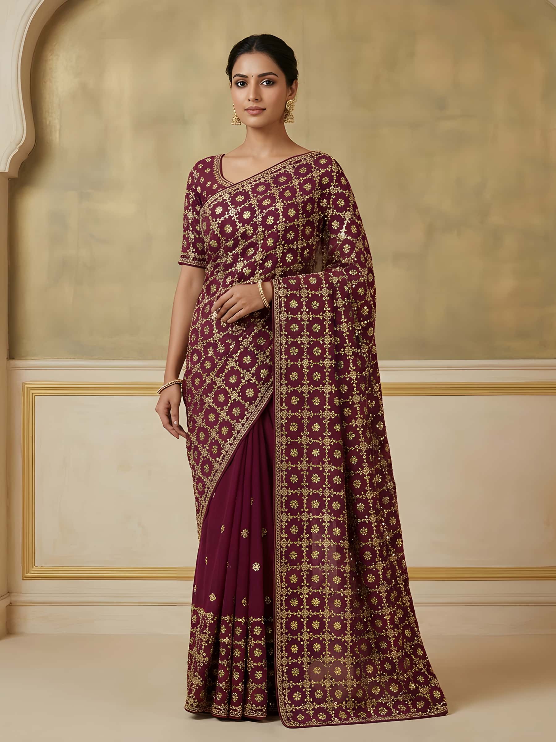 Abhira Pure Organza Jaal Saree - Image 1