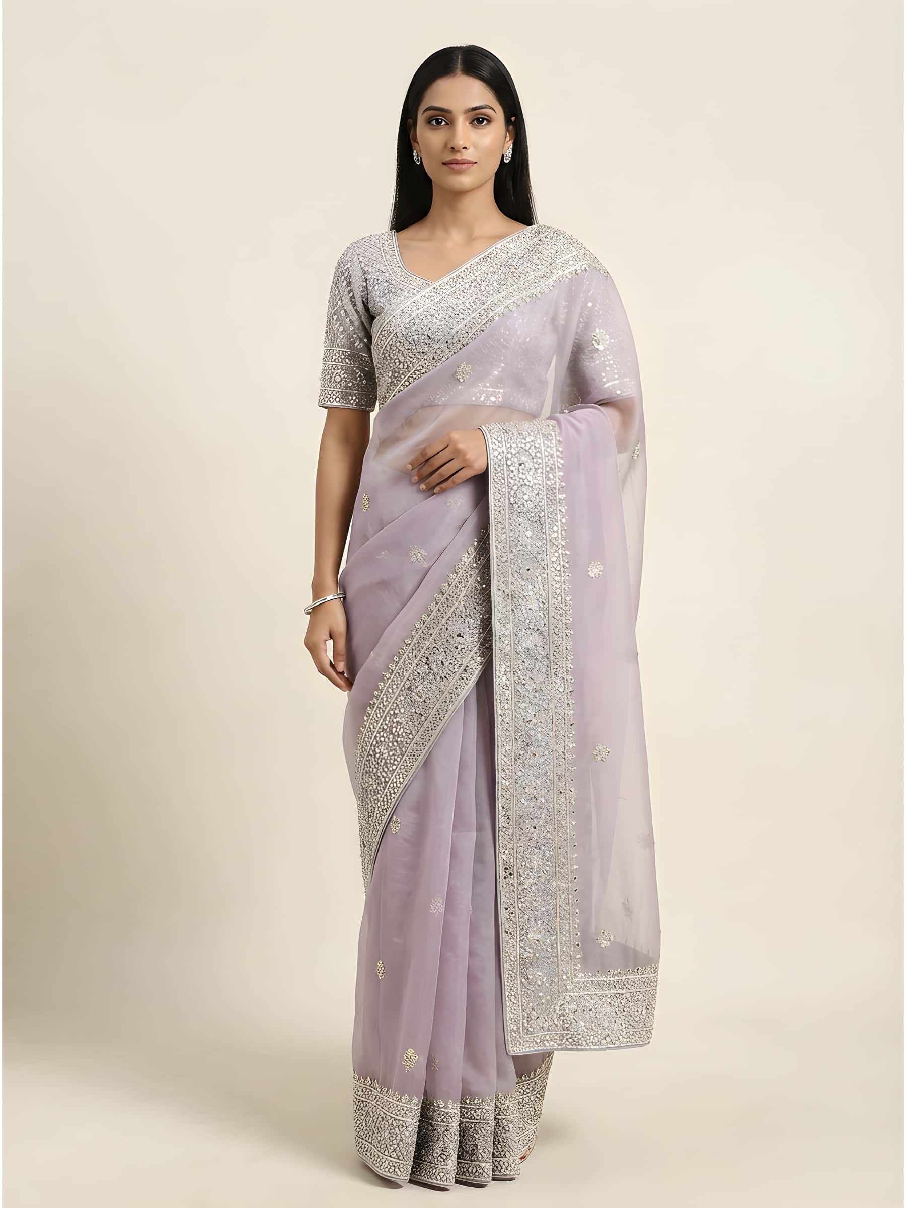 Amaira Zardozi Gota Handmade Saree - Image 1