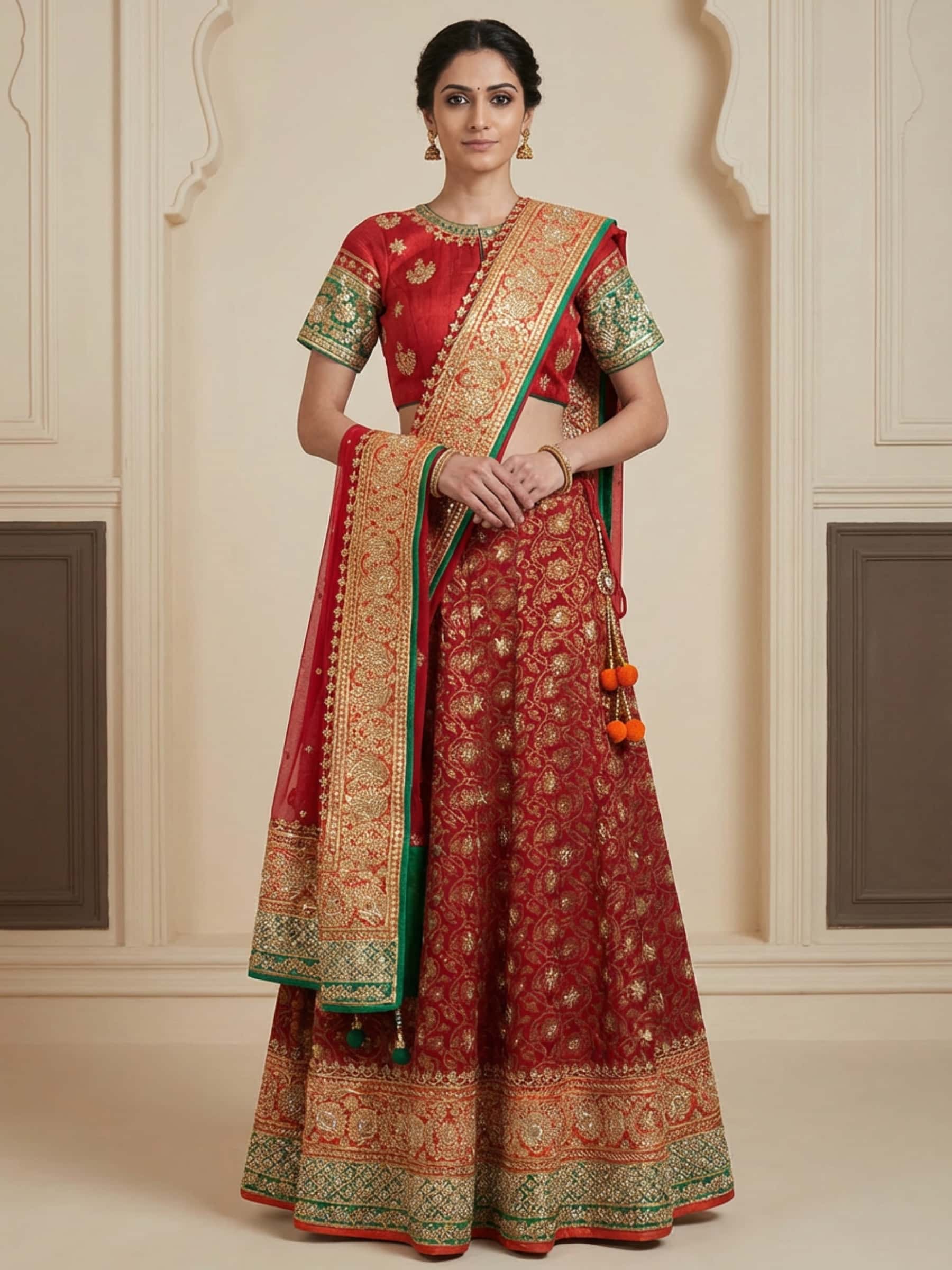 Banarsi Red Bridal Lehenga - Image 1