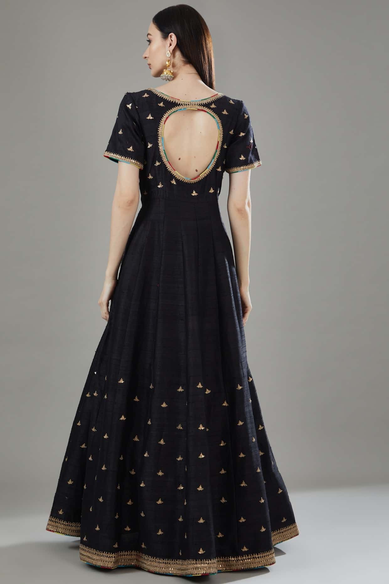 Black Marodi Handworked Anarkali Set thumbnail 2