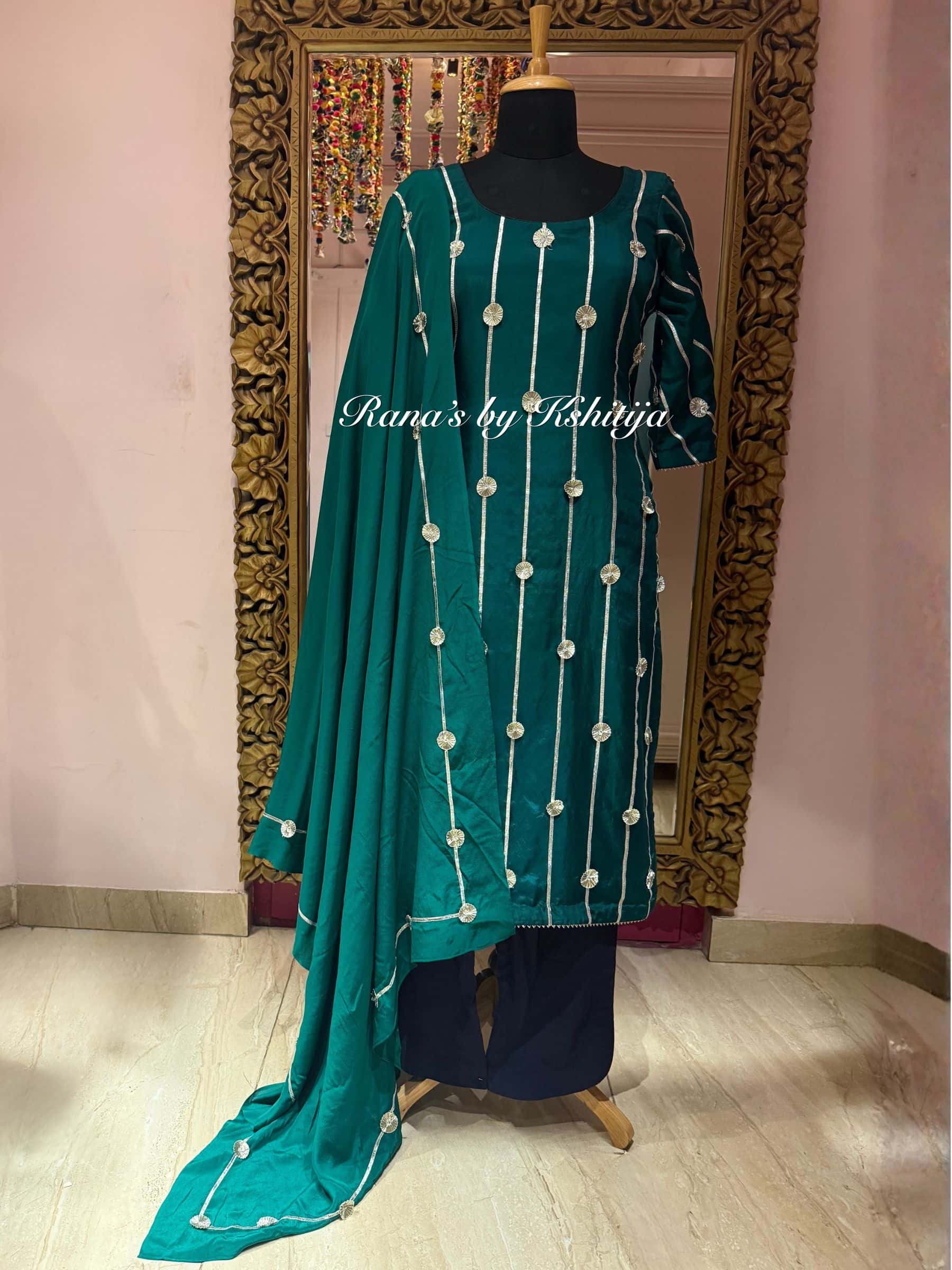 Charkhi Gota Pure Crepe Suit thumbnail 8