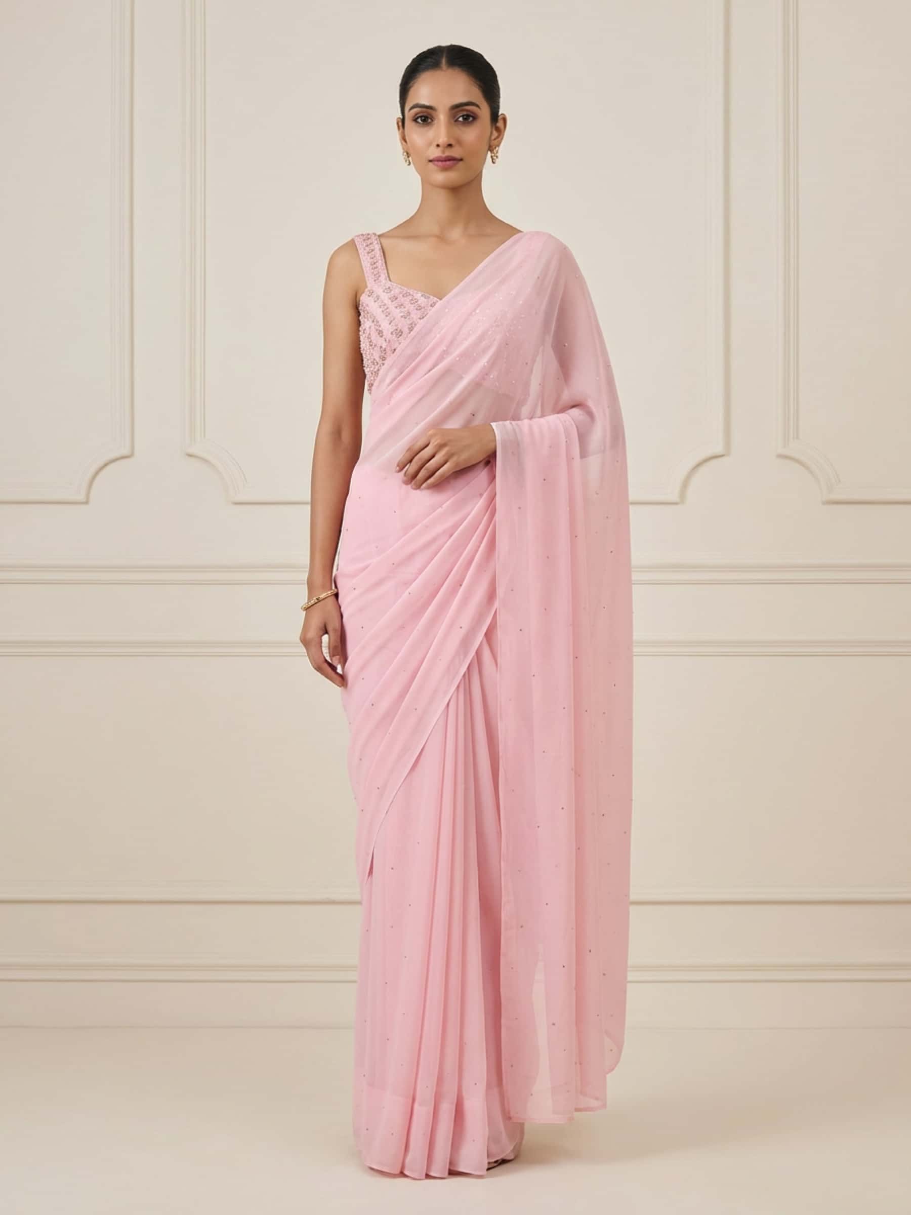 Chic Mukesh Saree with Strappy Blouse - Image 1