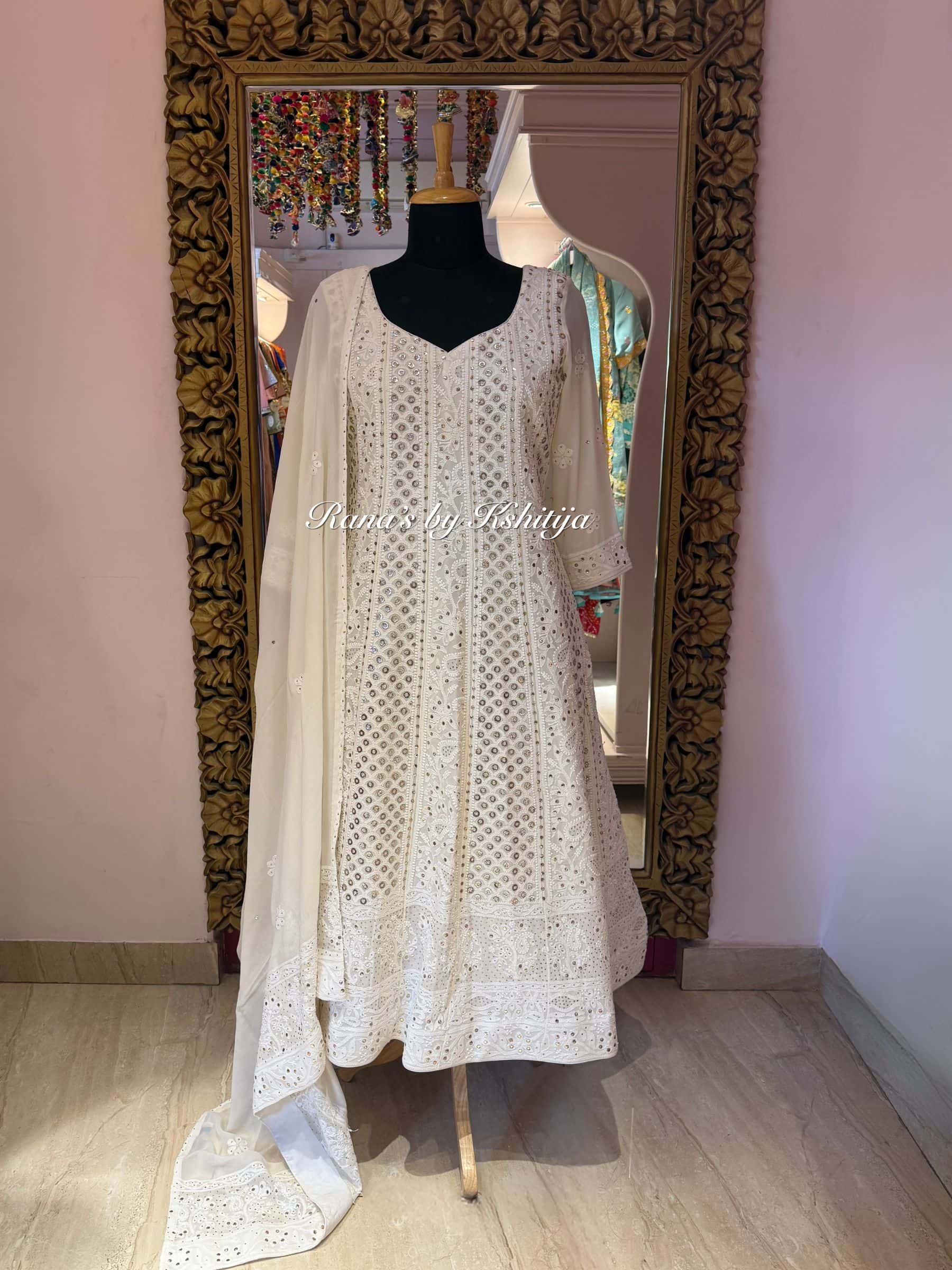 Chikankari Anarkali in Pure Georgette thumbnail 2