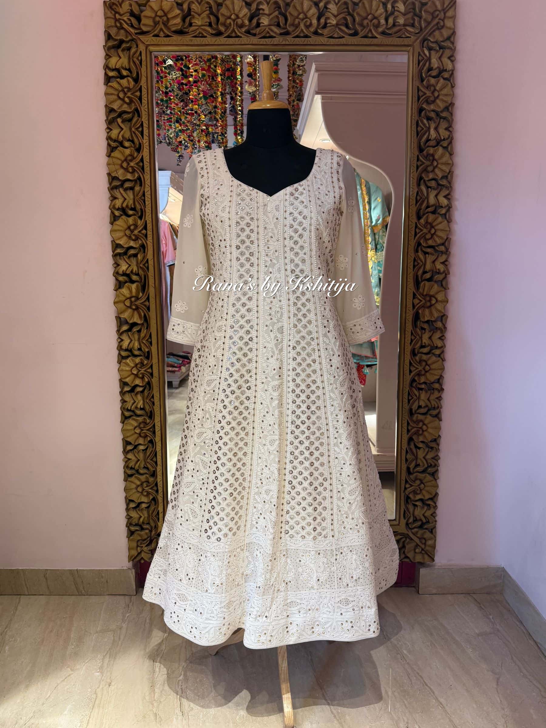 Chikankari Anarkali in Pure Georgette thumbnail 3