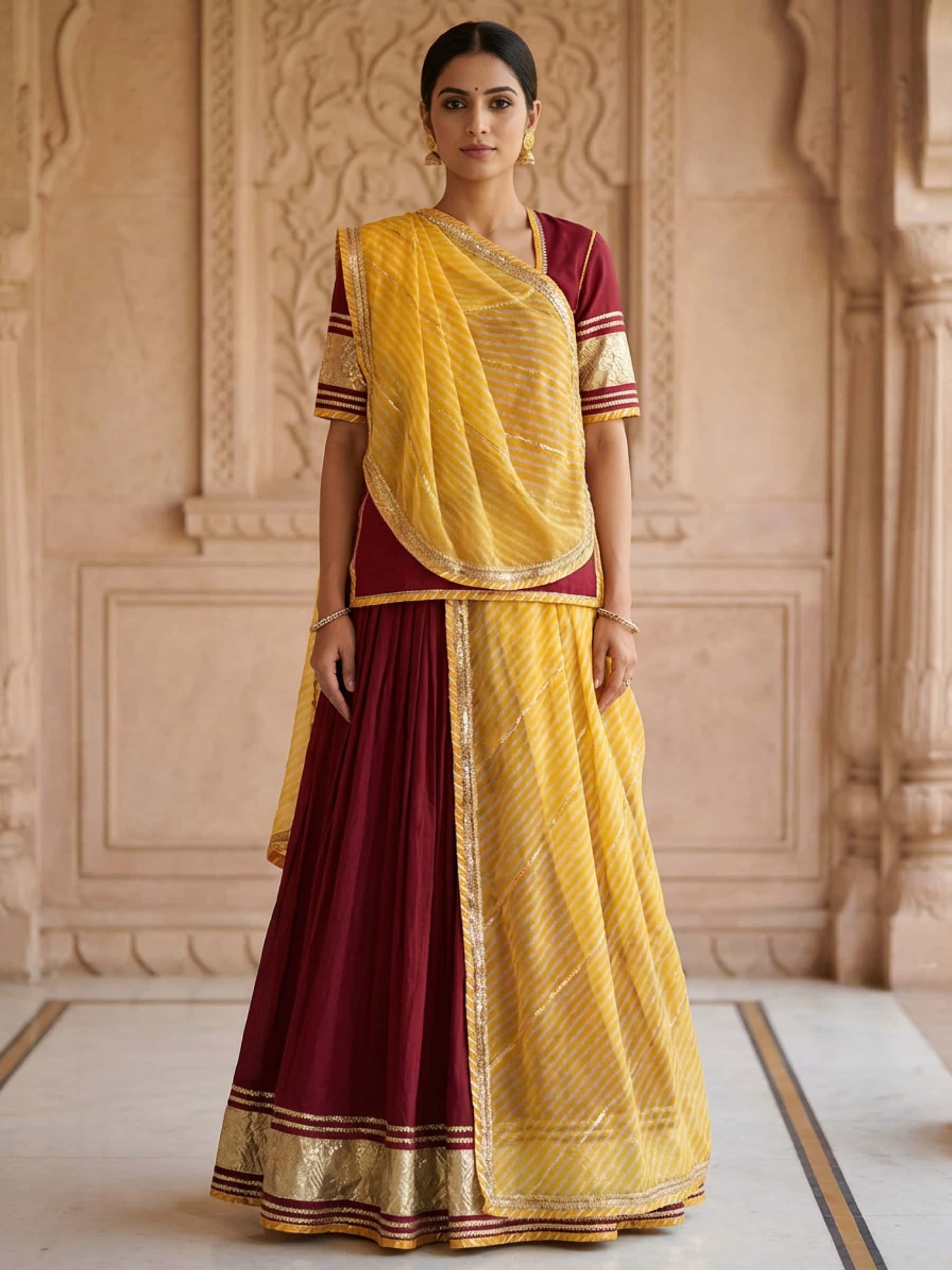 Coke Brown Yellow 80Kali Rajputi Poshak
