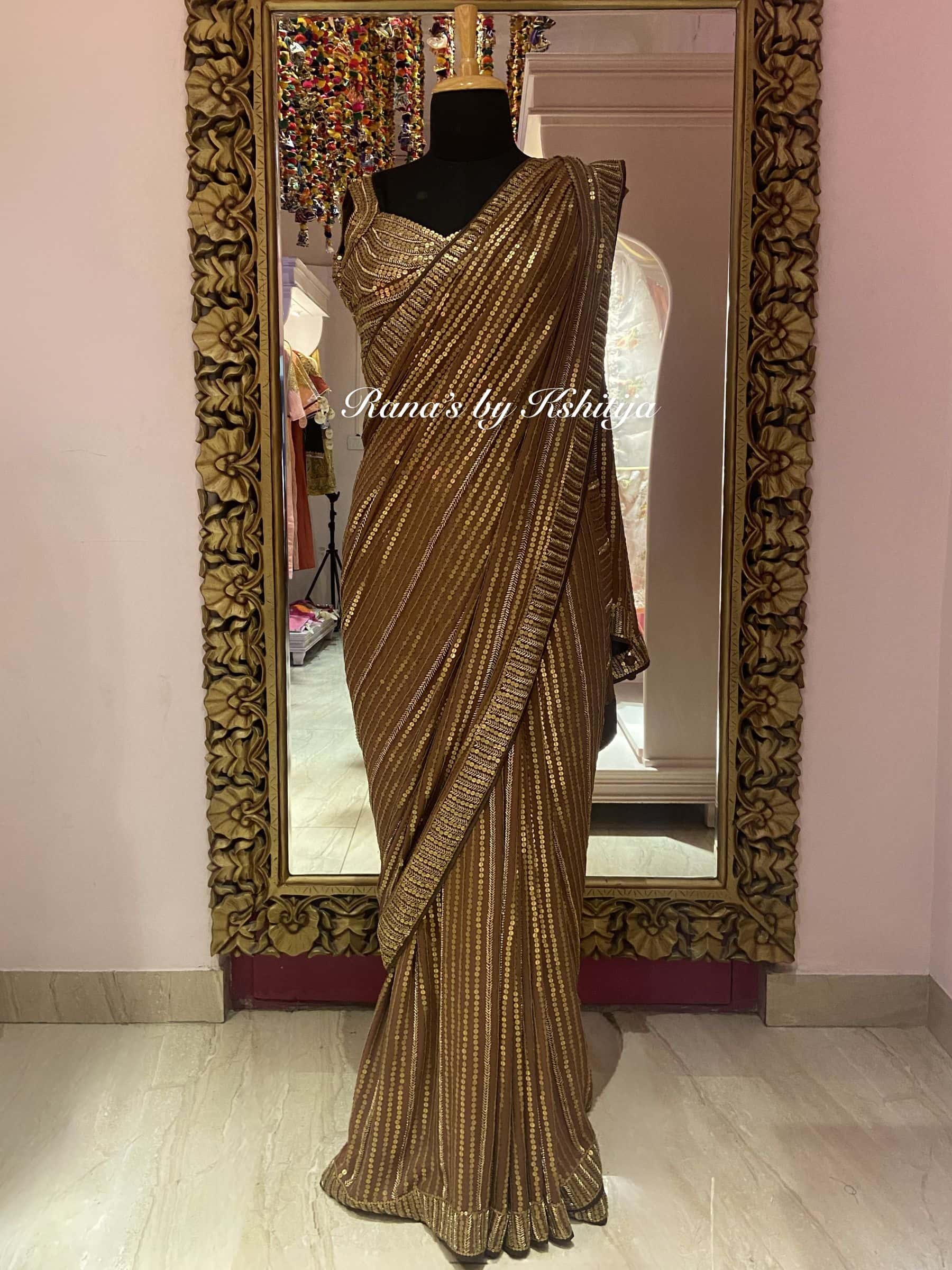 Copper Royale Intricate Sequin Saree thumbnail 2