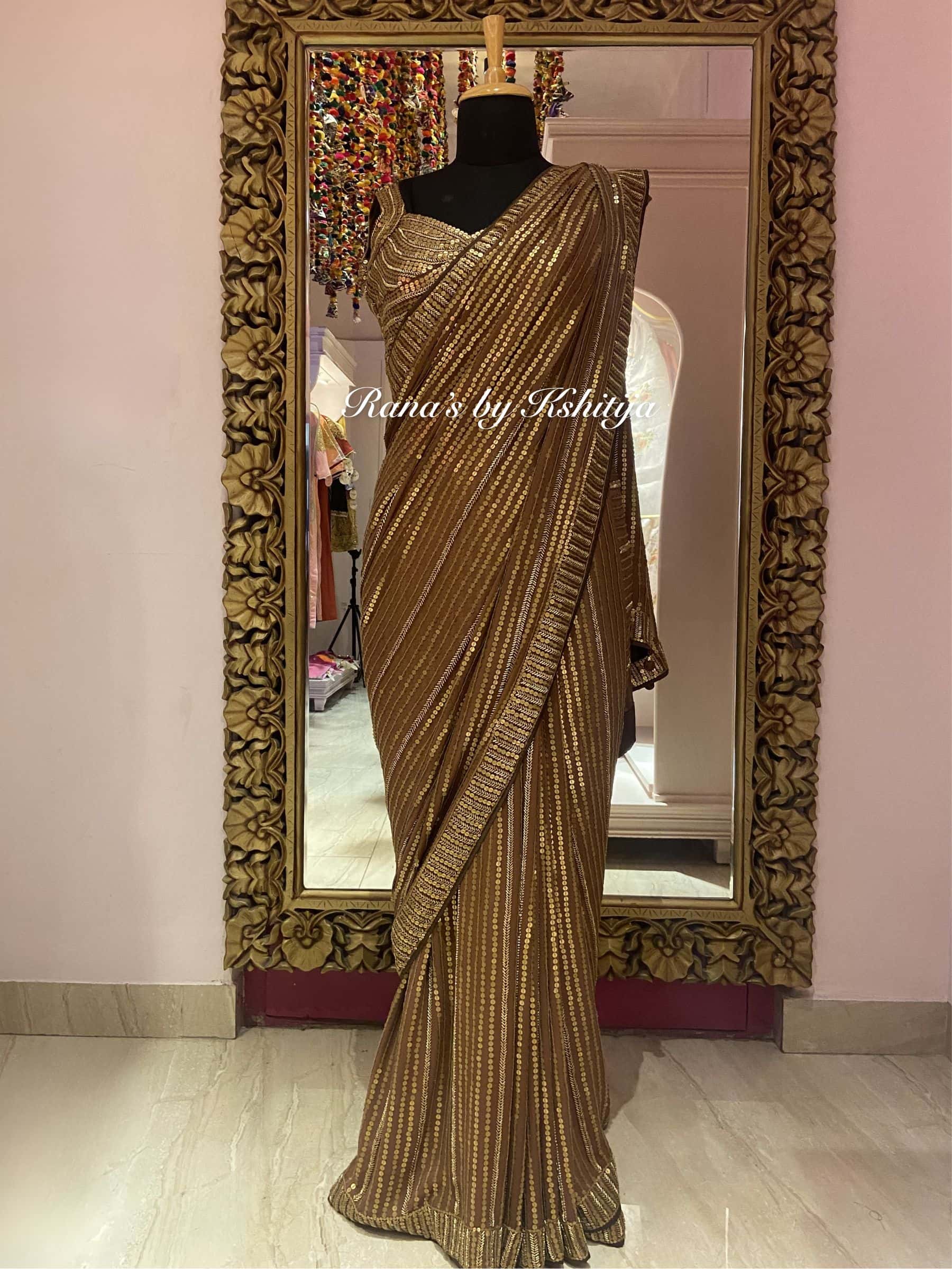 Copper Royale Intricate Sequin Saree thumbnail 3