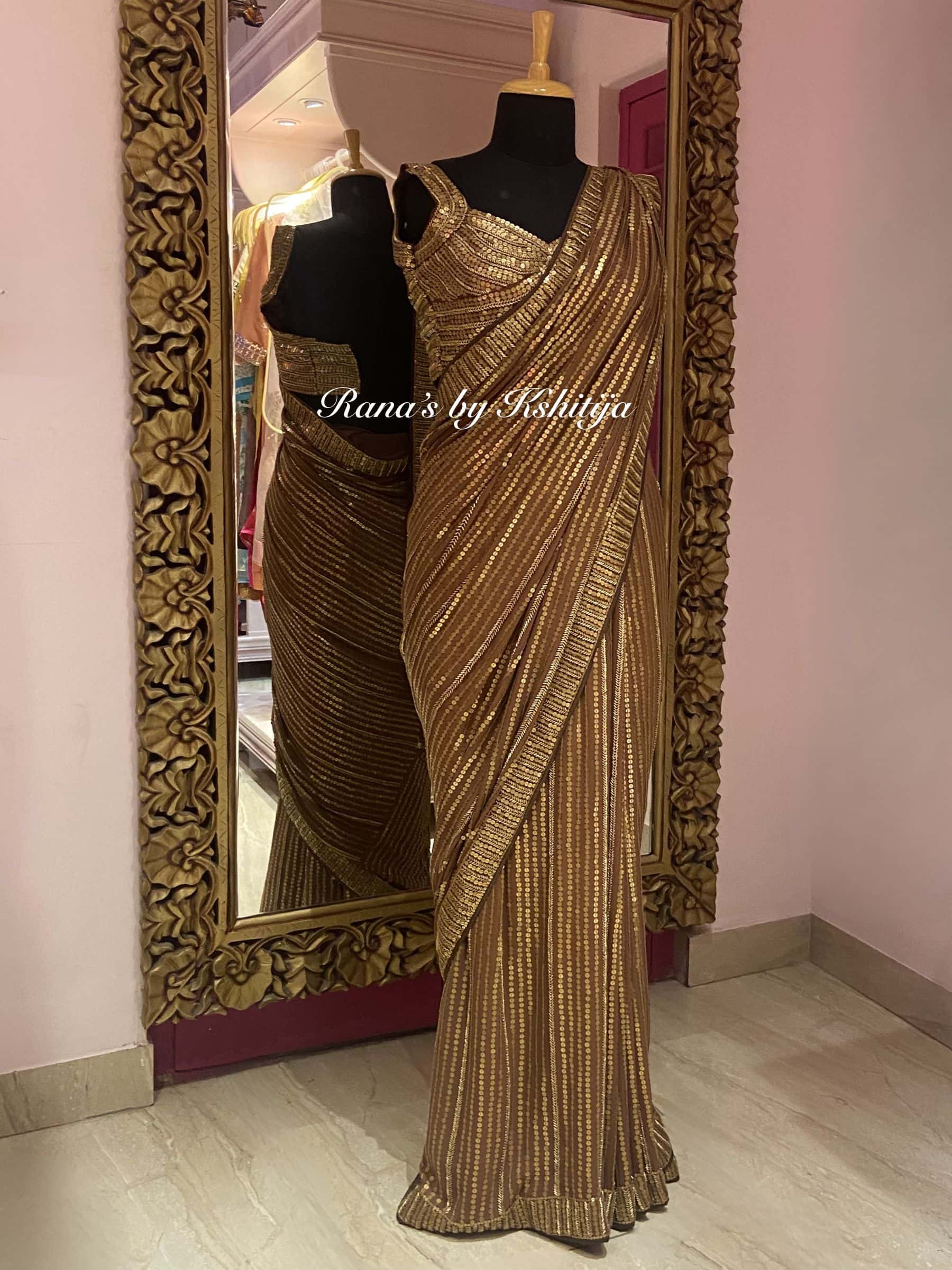Copper Royale Intricate Sequin Saree thumbnail 4
