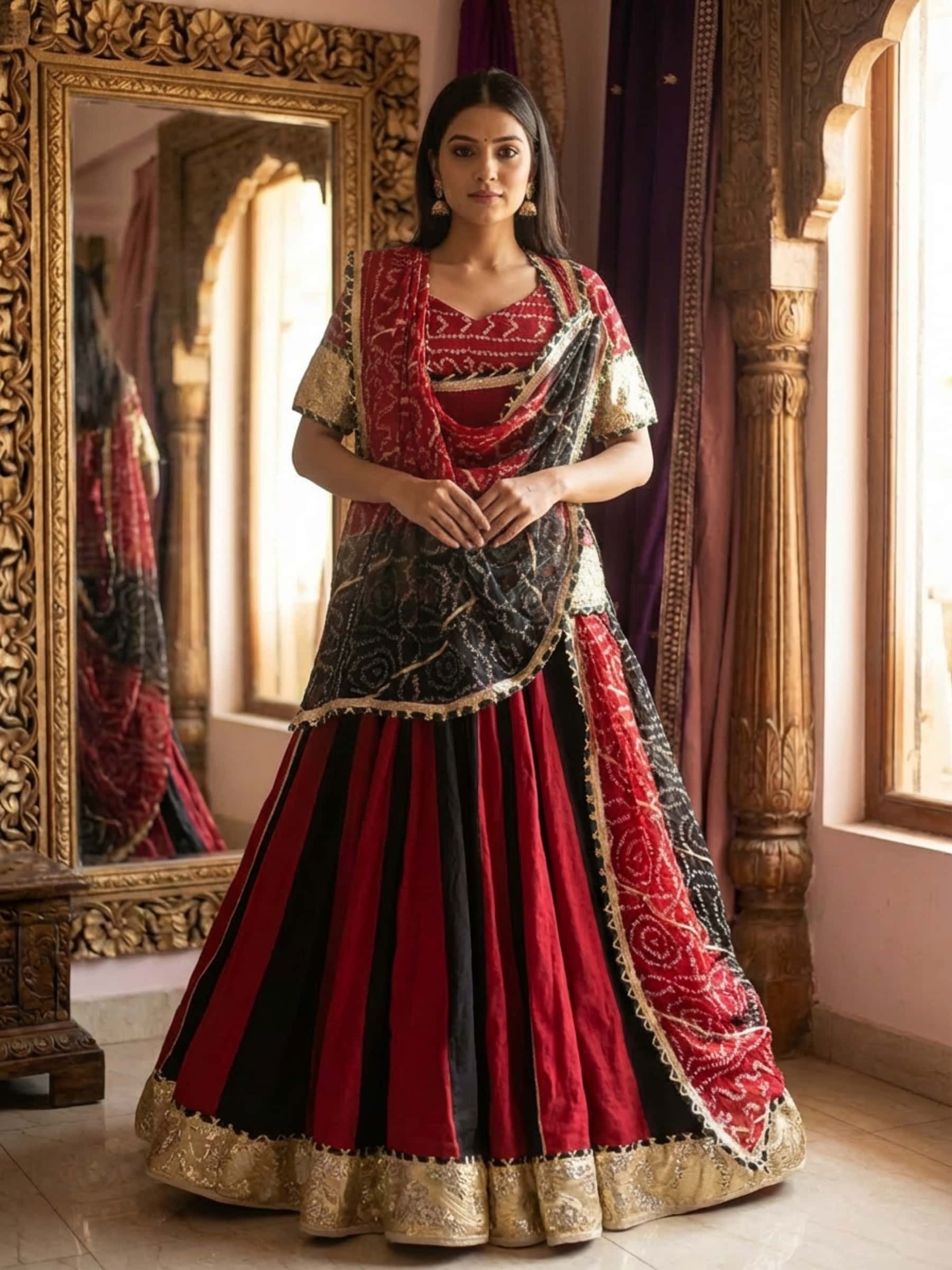 Designer 80Kali with Bandhani Odhna