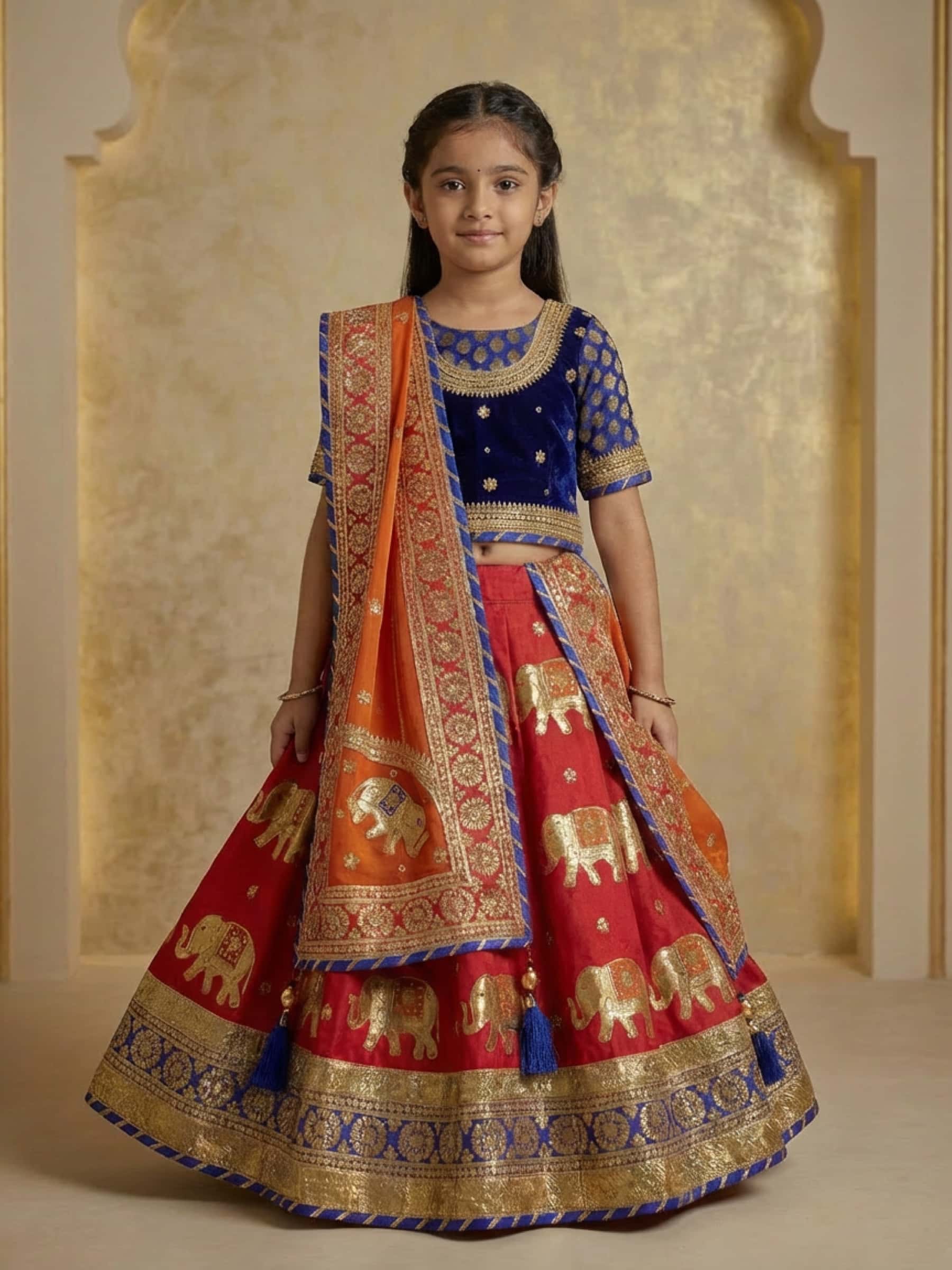 Designer Elephant Motif Lehenga Set - Image 1