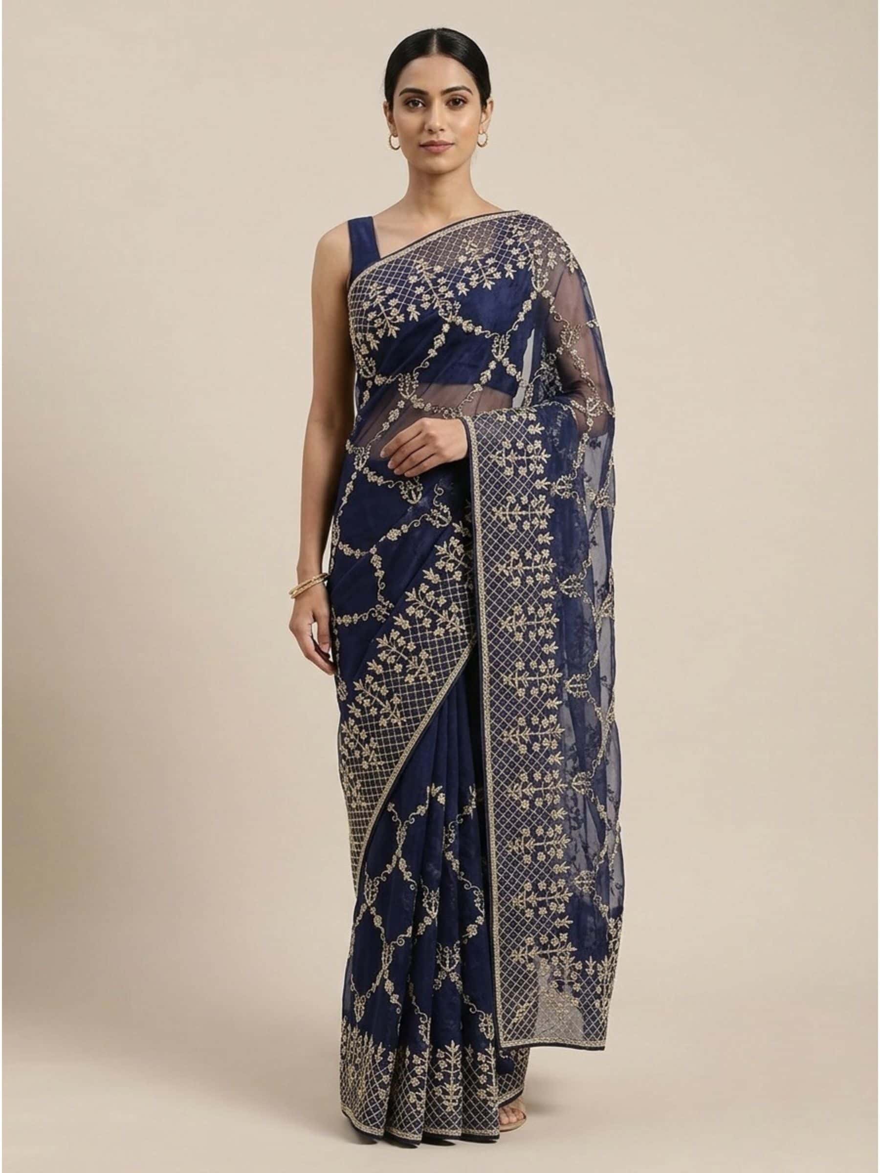 Designer Jaal Saree in Electric Blue