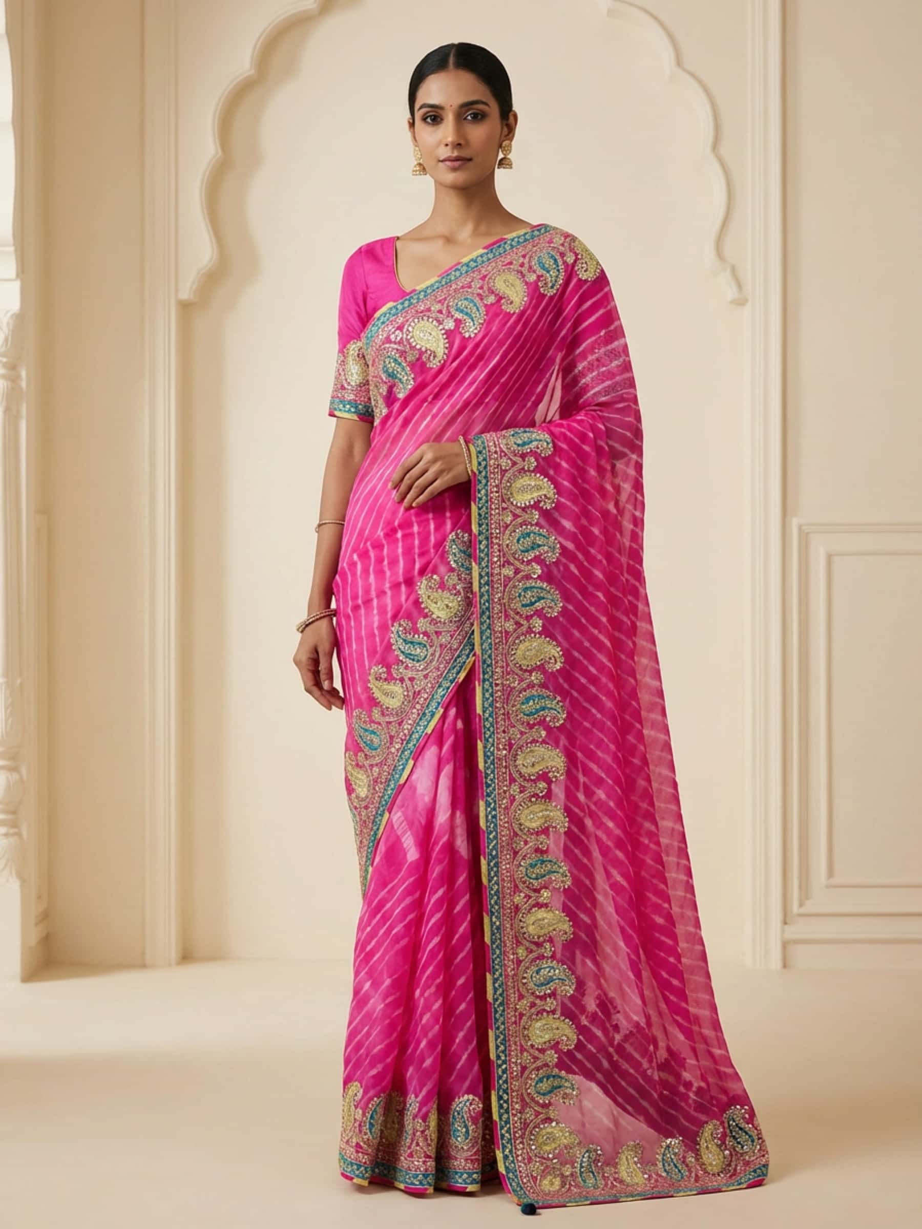 Designer Leheriya Saree in Keri Design - Image 1