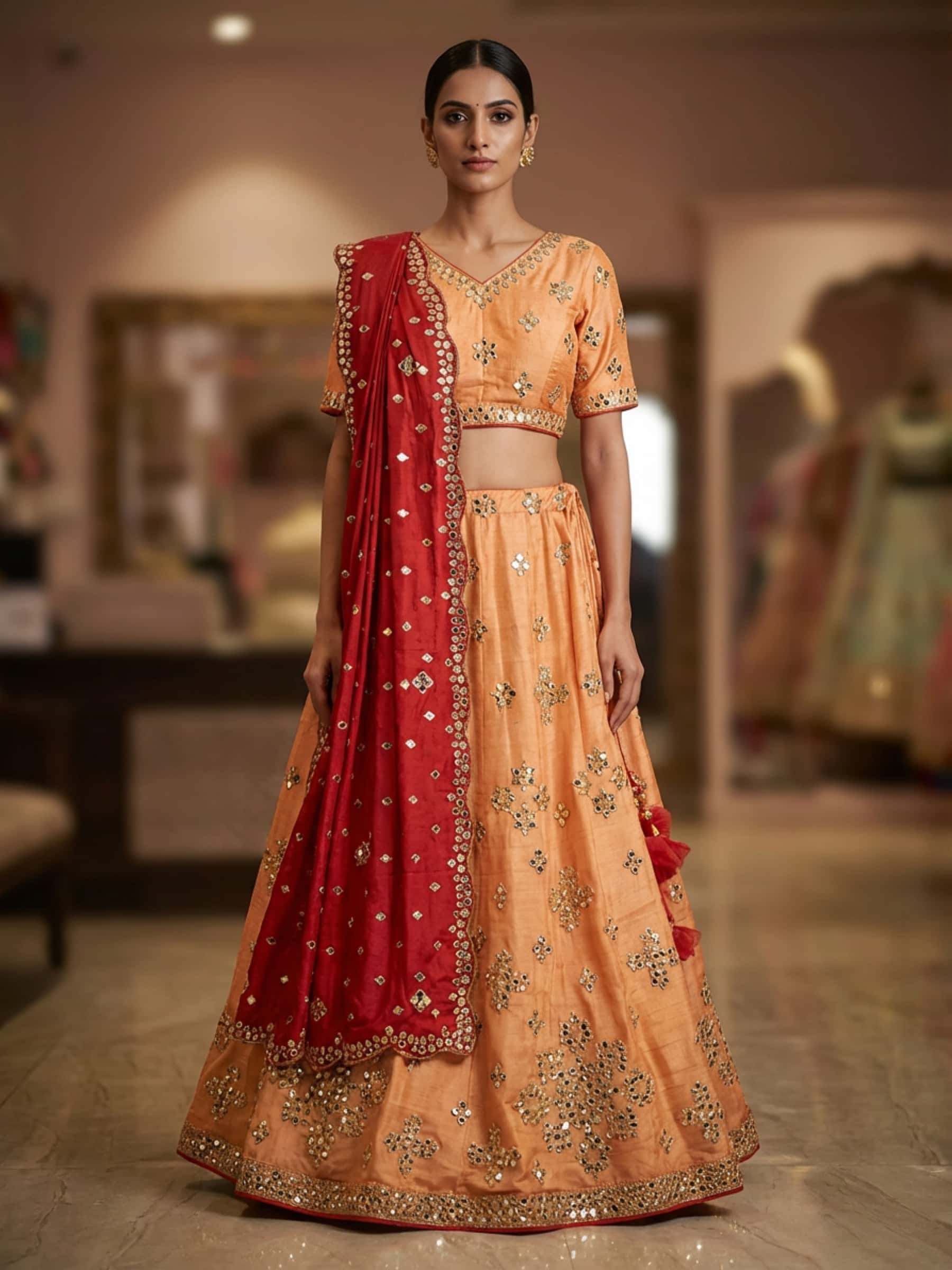 Designer Mirror Work Lehenga Set - Image 1