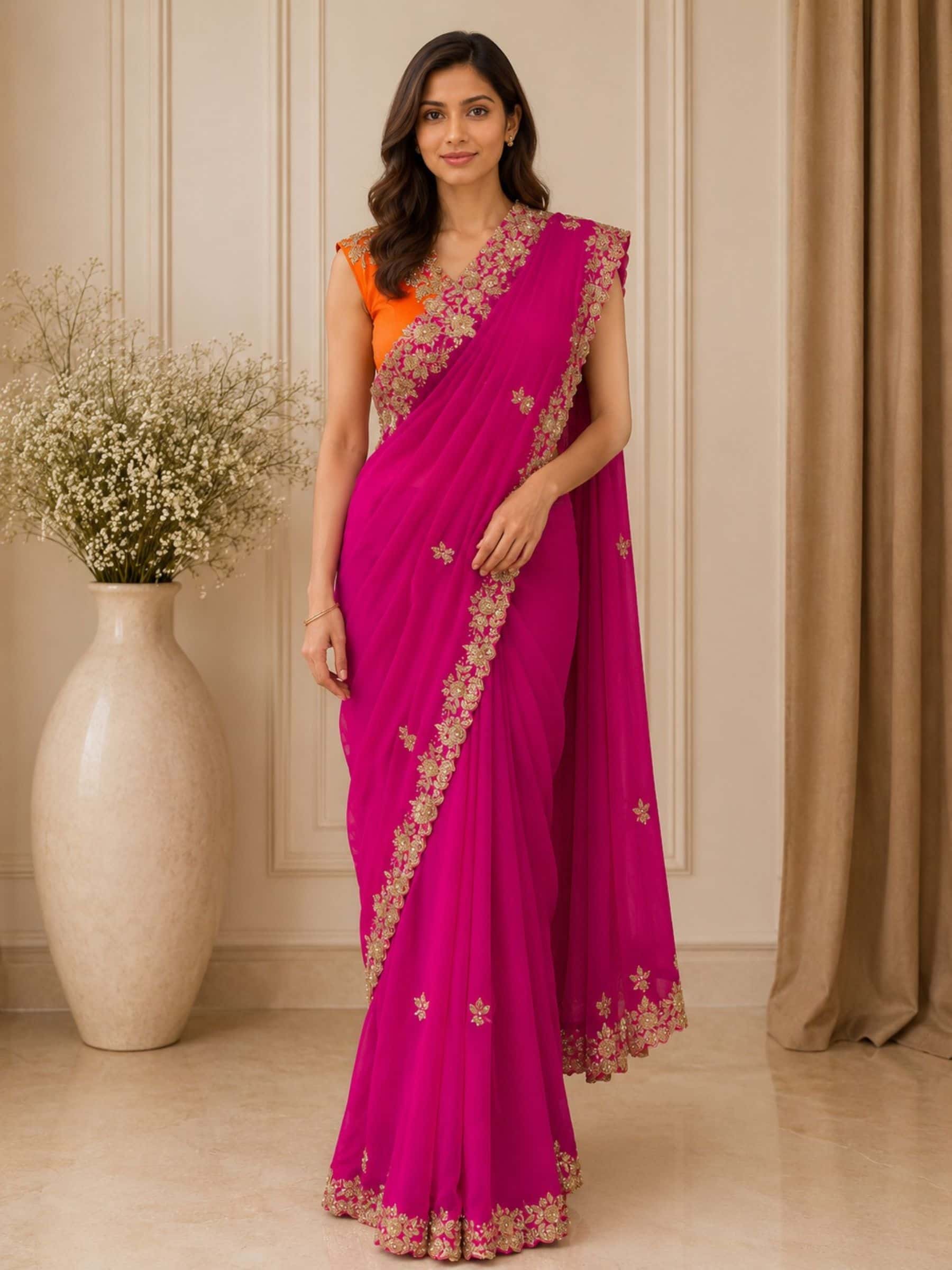 Designer Party Wear Embroidered Saree