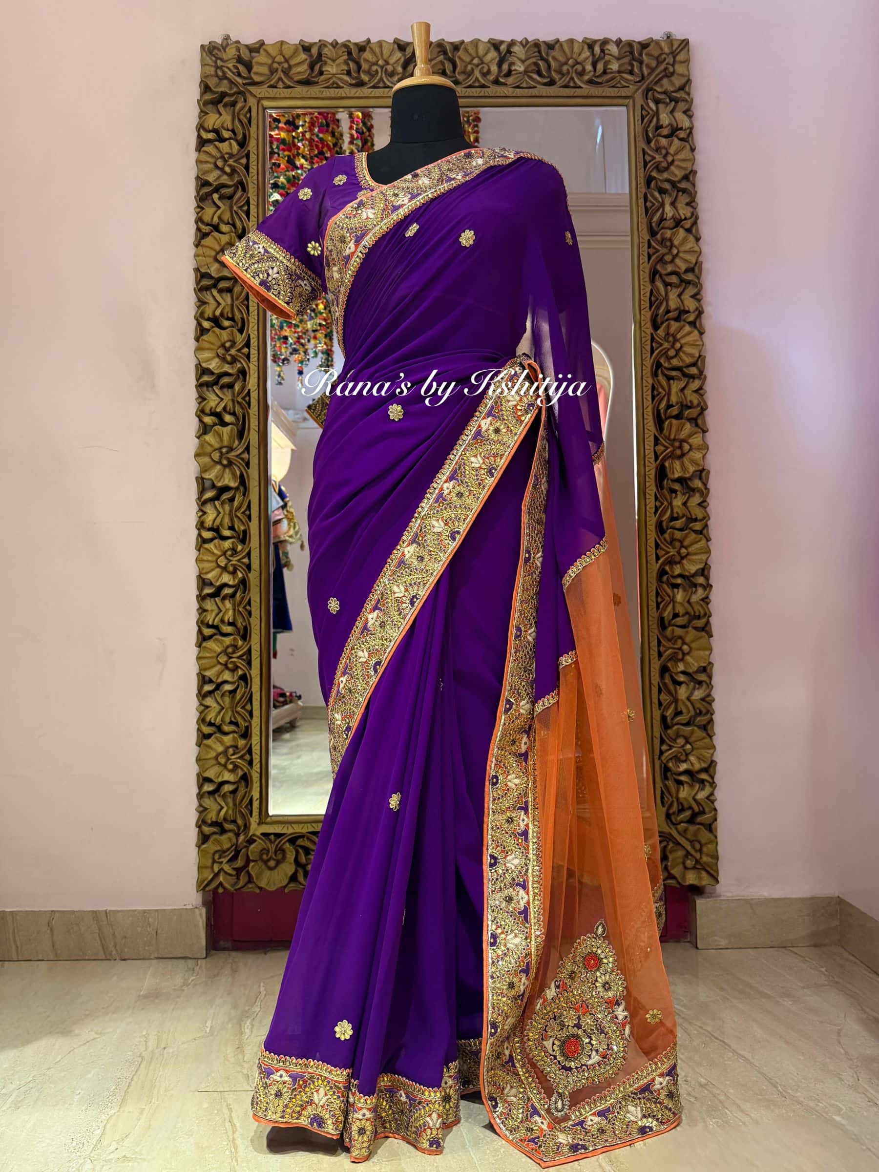 Designer Purple Saree with Fancy Pallu thumbnail 2