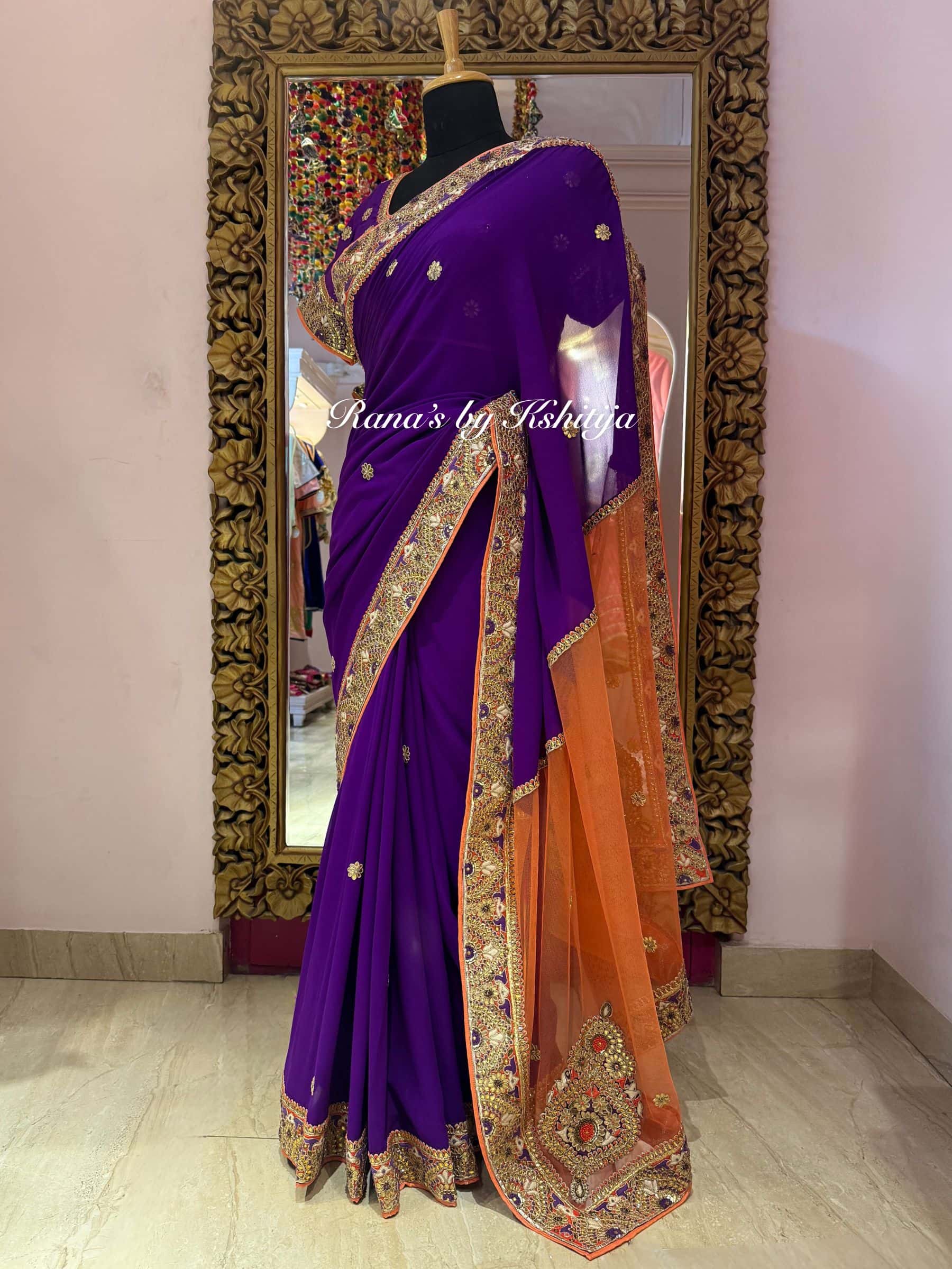 Designer Purple Saree with Fancy Pallu thumbnail 3