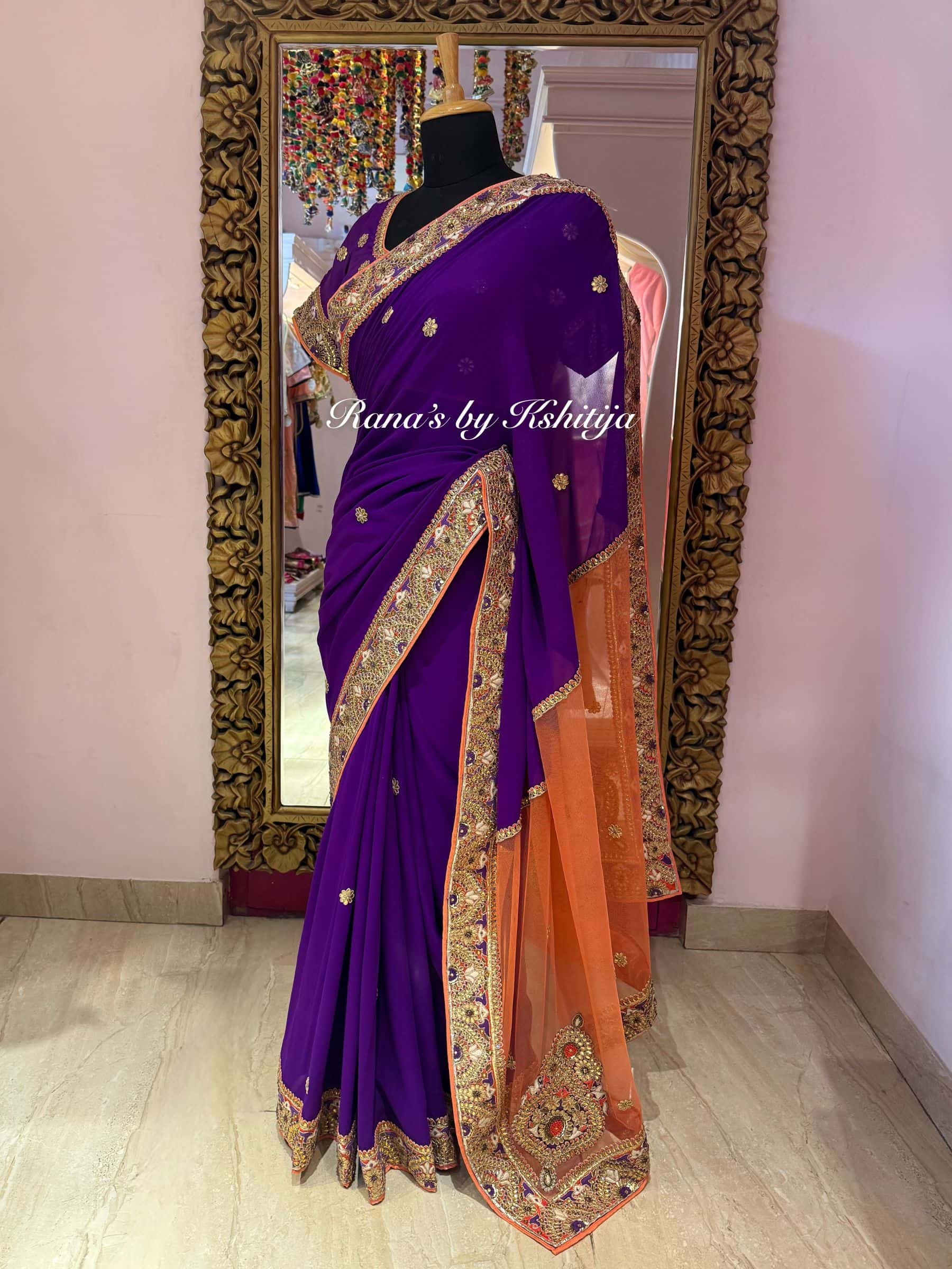 Designer Purple Saree with Fancy Pallu thumbnail 4