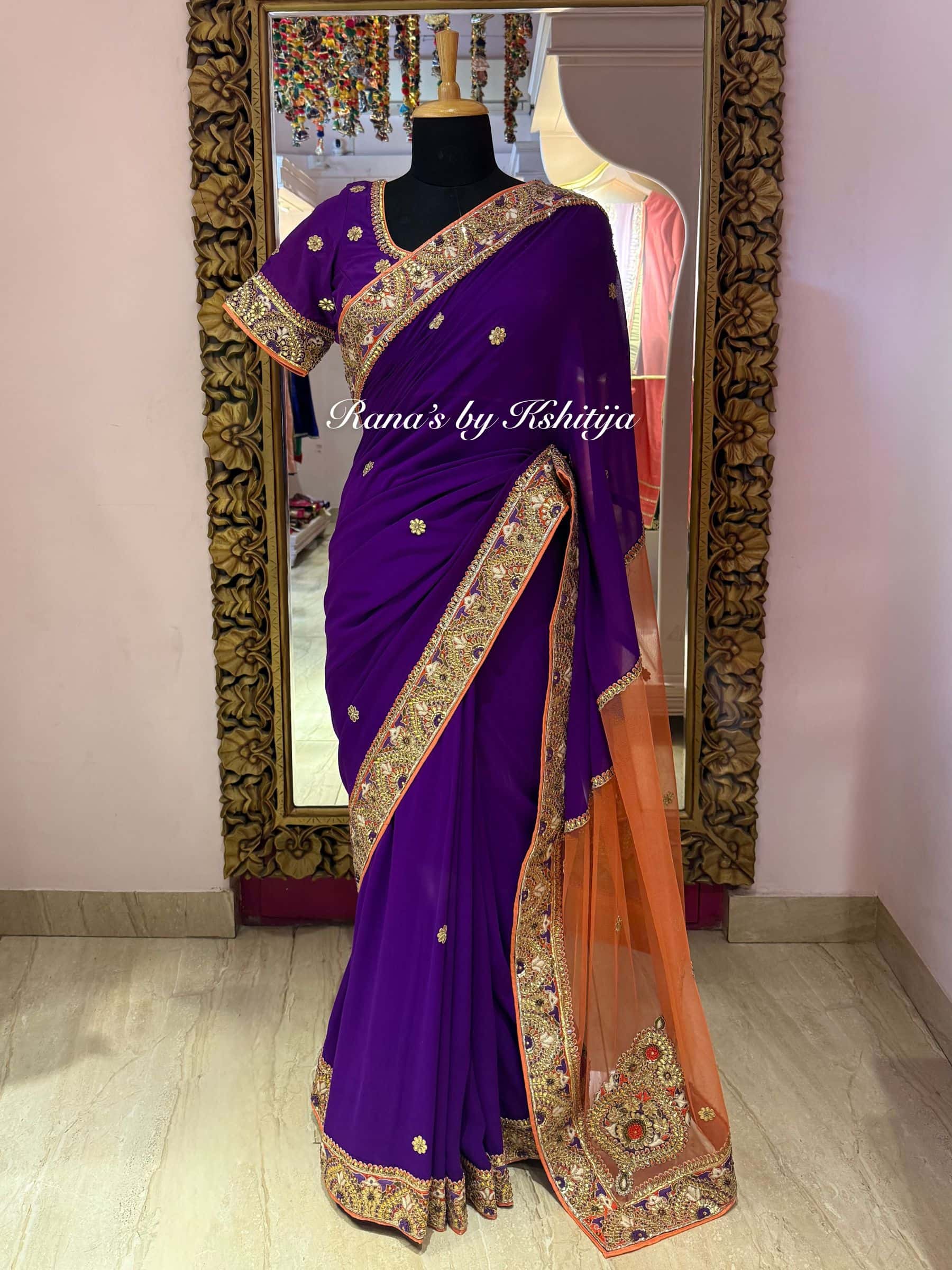 Designer Purple Saree with Fancy Pallu thumbnail 6