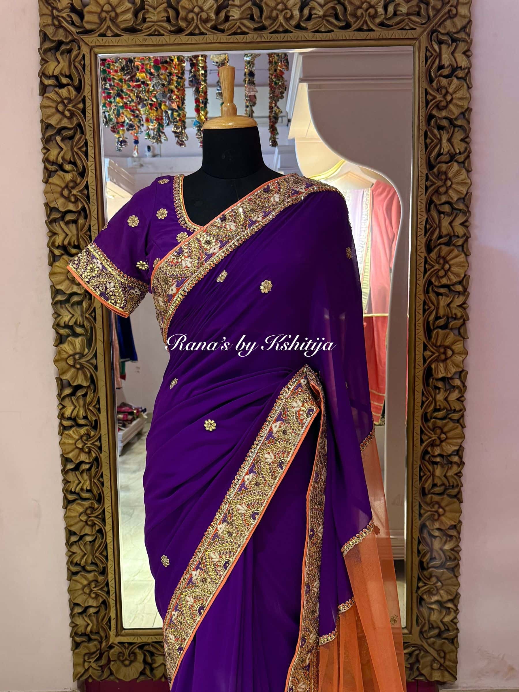 Designer Purple Saree with Fancy Pallu thumbnail 7