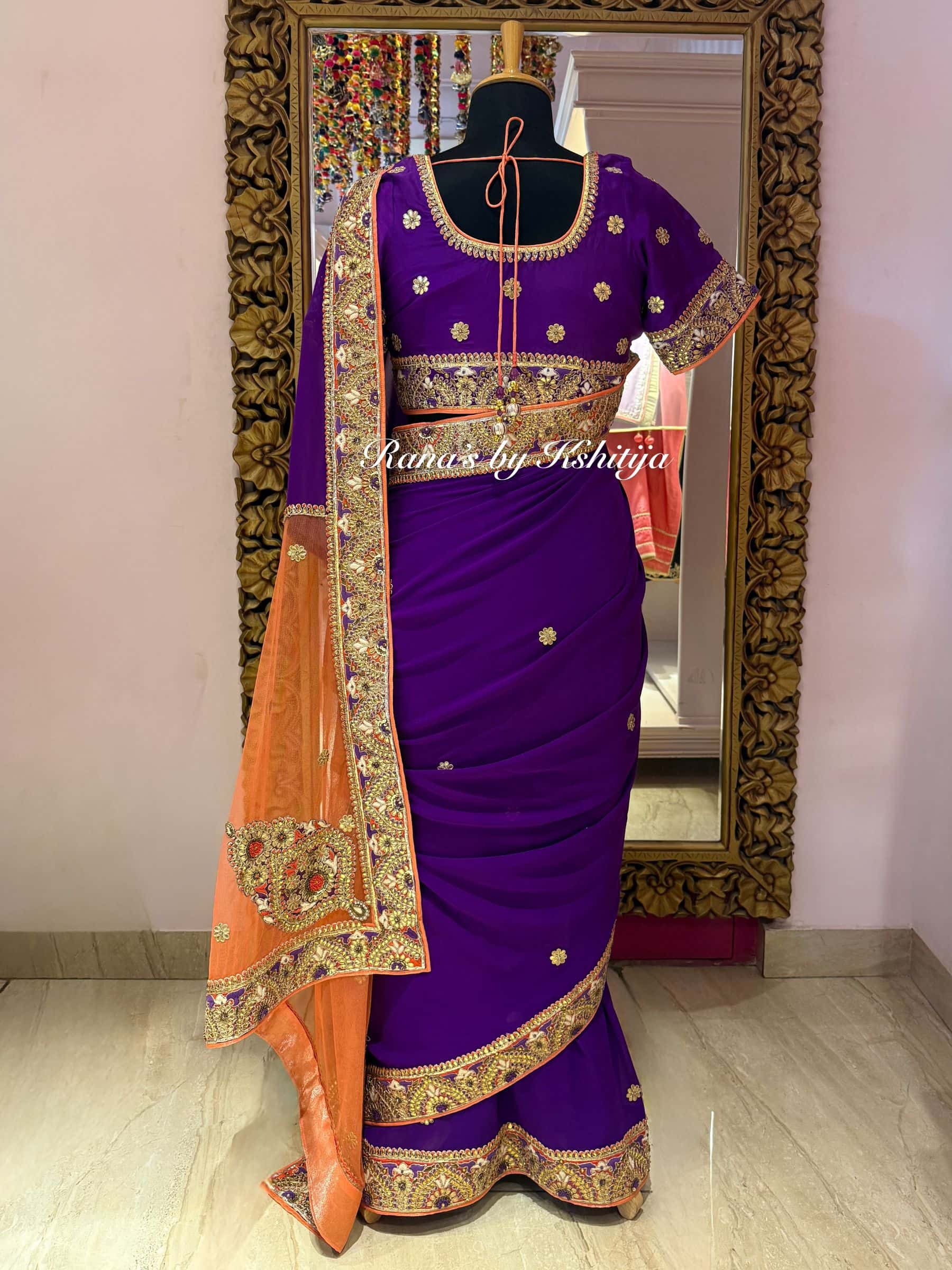 Designer Purple Saree with Fancy Pallu thumbnail 8