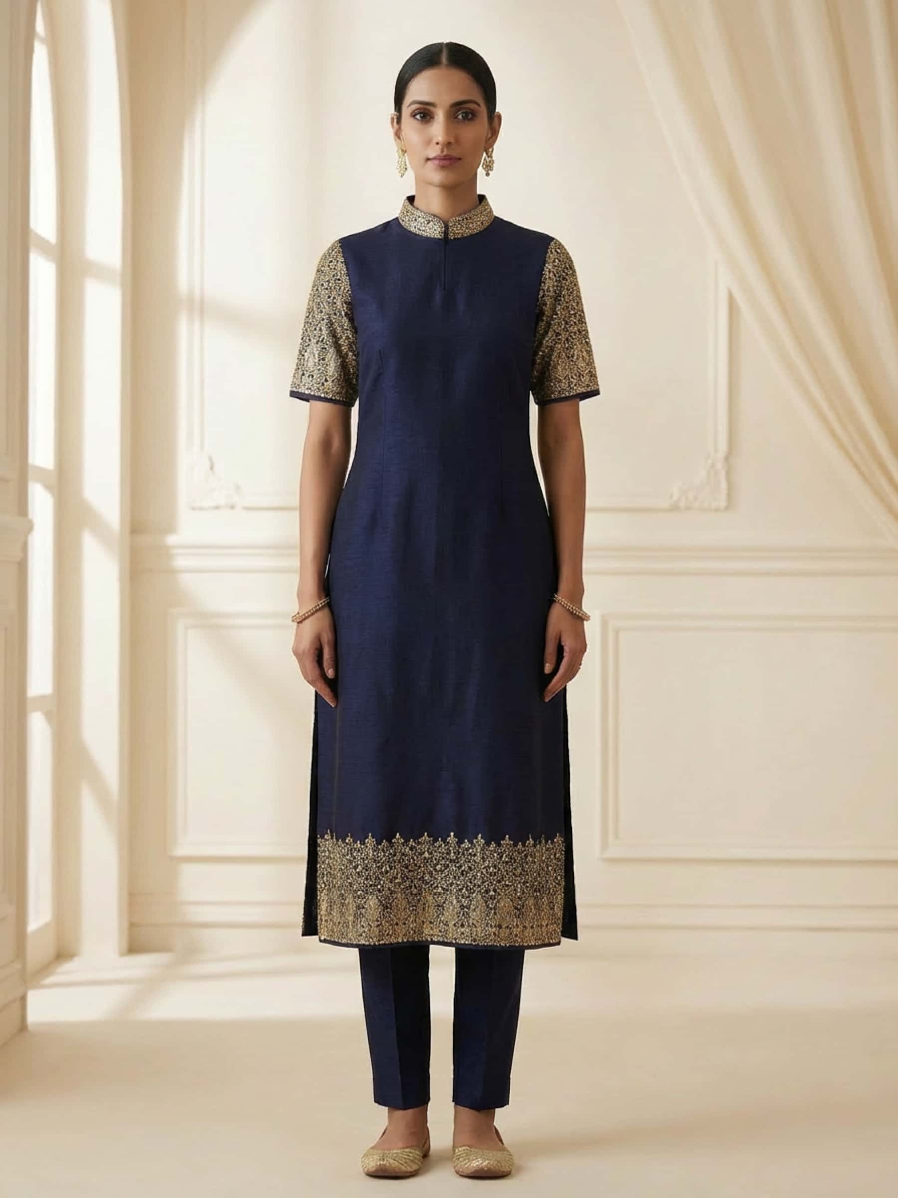 Elegant Black Suit Set in Aari Work - Image 1