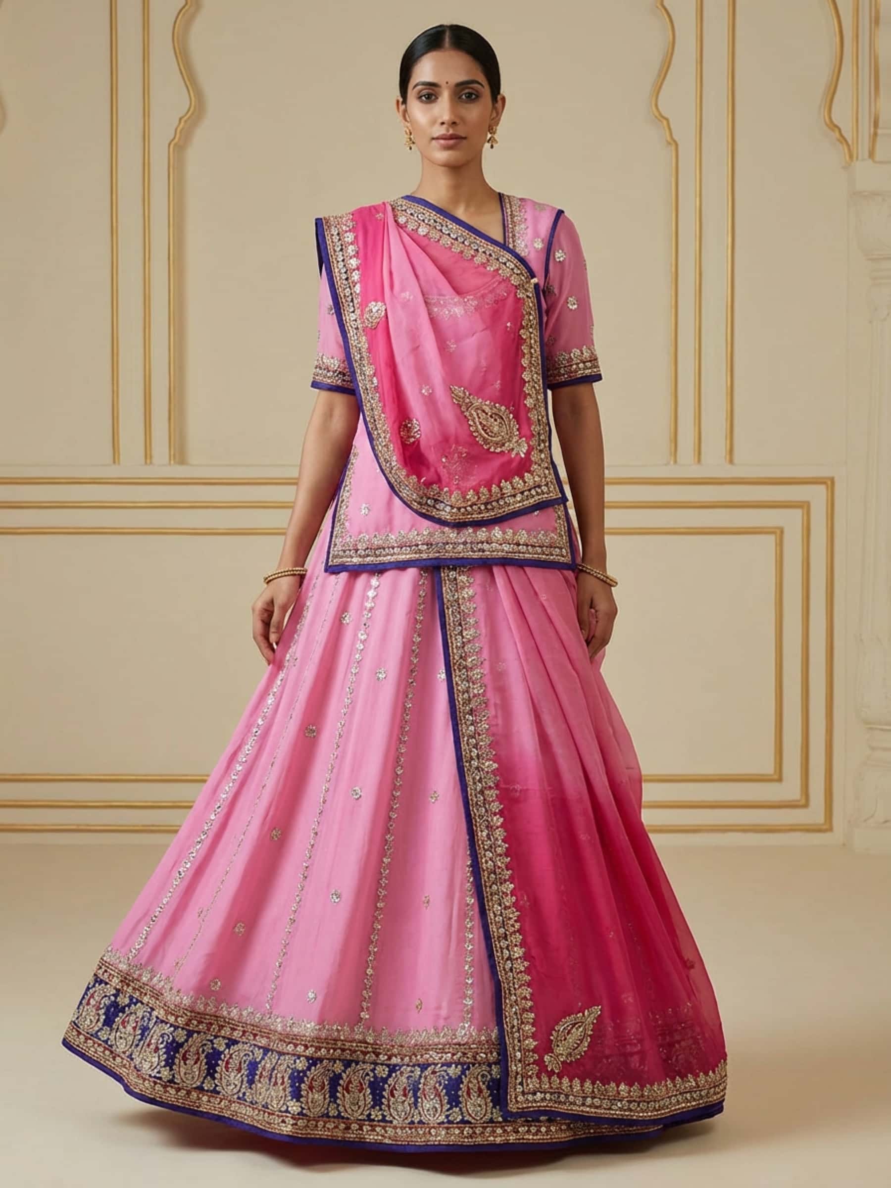 Elegant Pink Rajputi Poshak For Ladies - Image 1