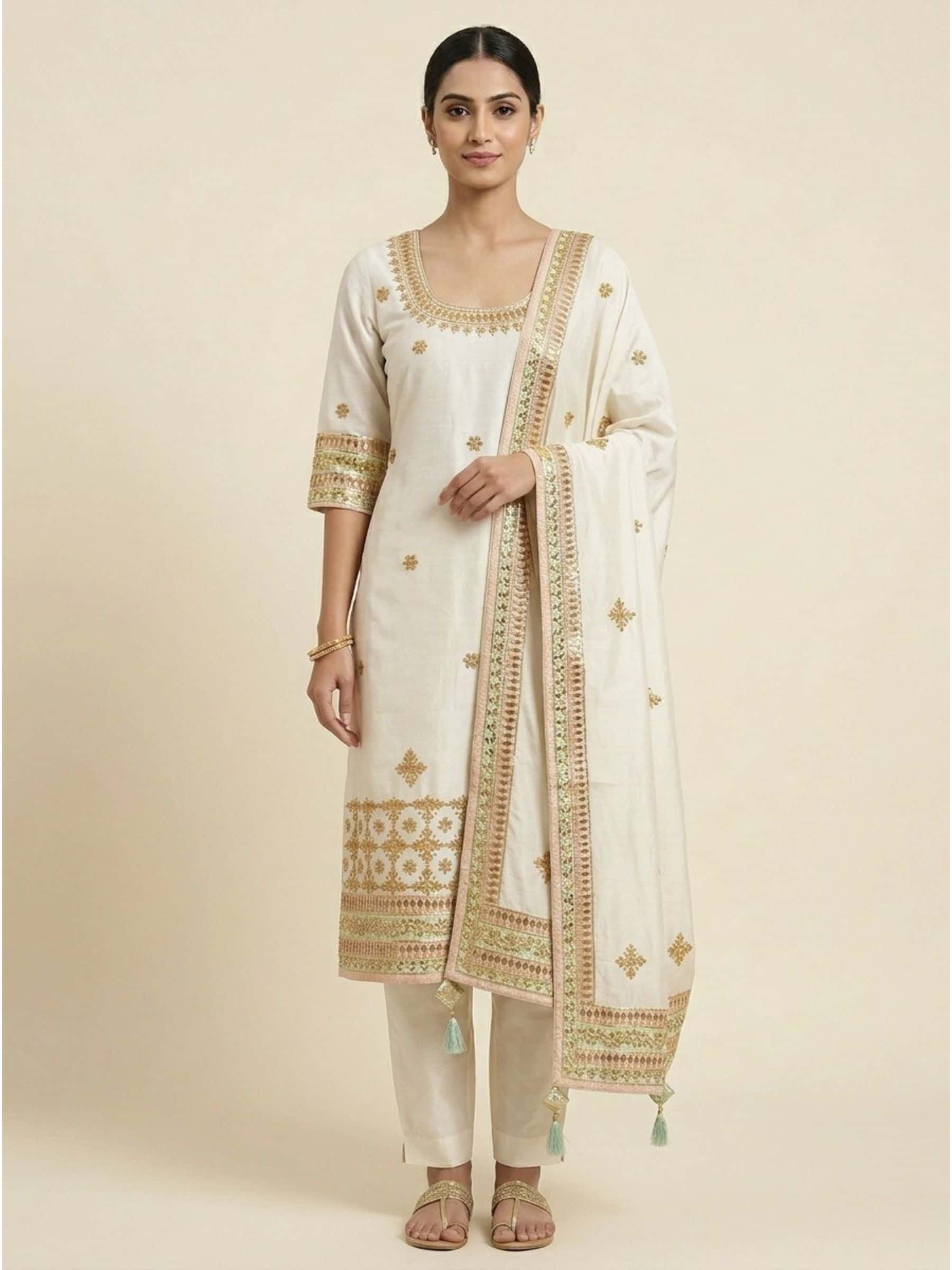Elegant rich white salwar suit - Image 1