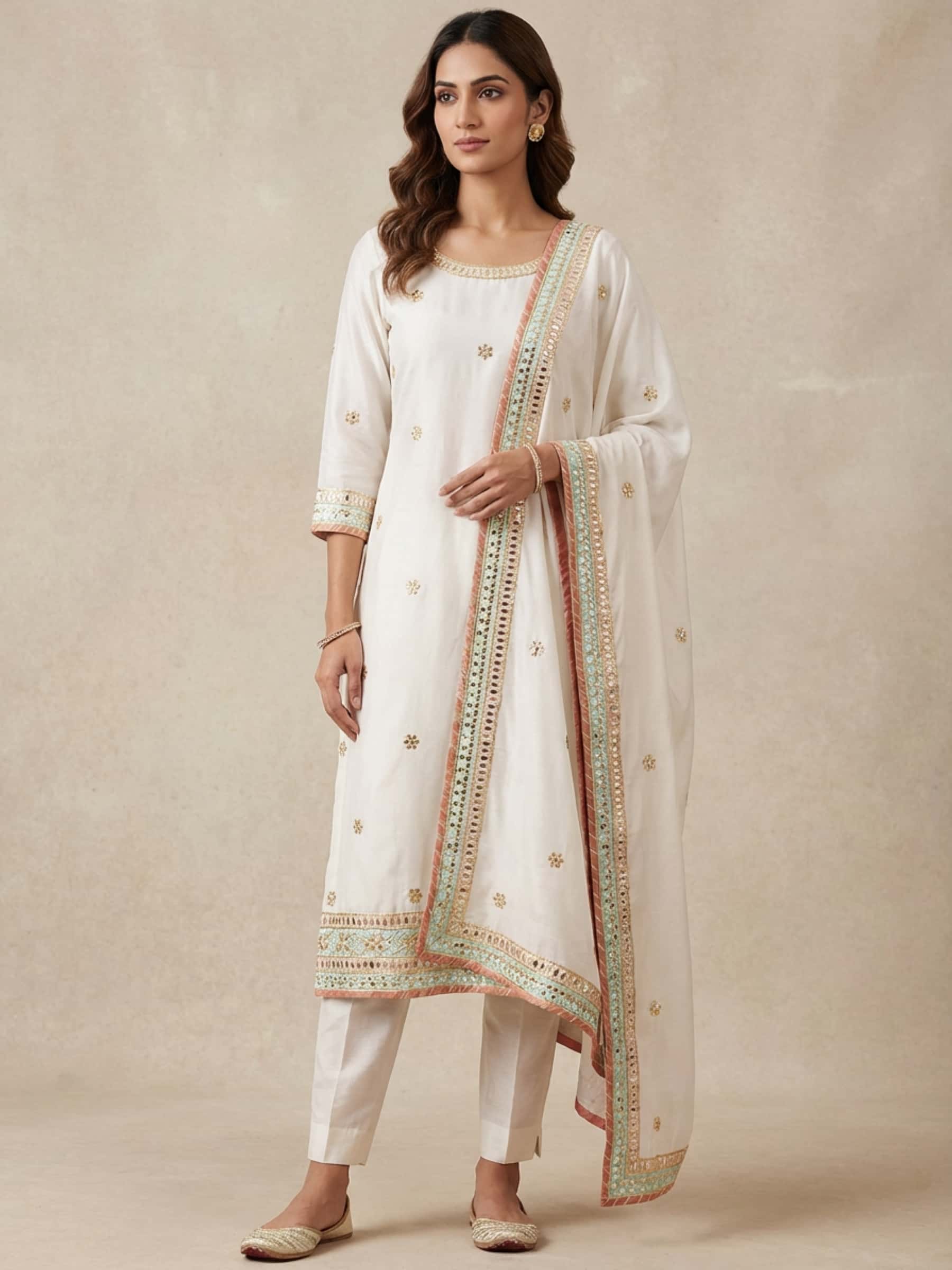 Elegant white salwar suit - Image 1