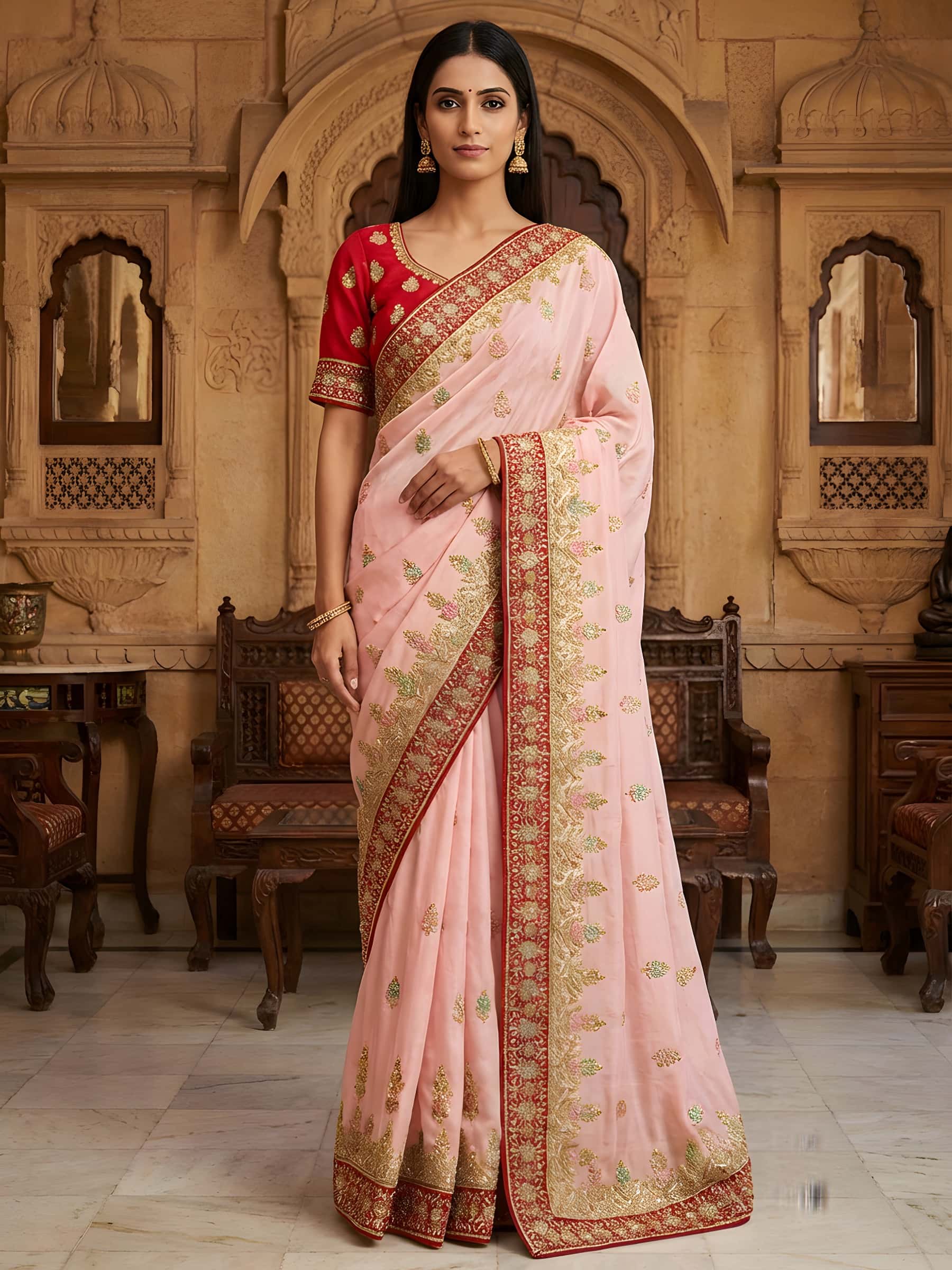 Exquisite Bridal Wedding Designer Saree - Image 1
