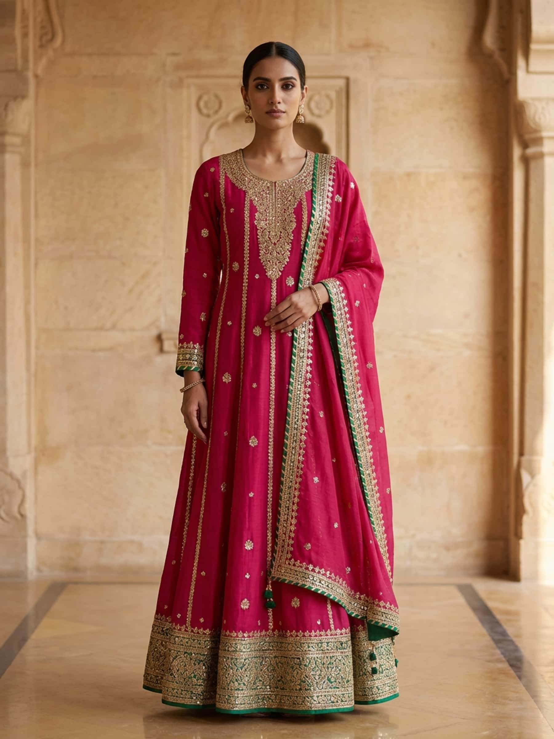 Magenta Anarkali for Wedding and Sangeet - Image 1