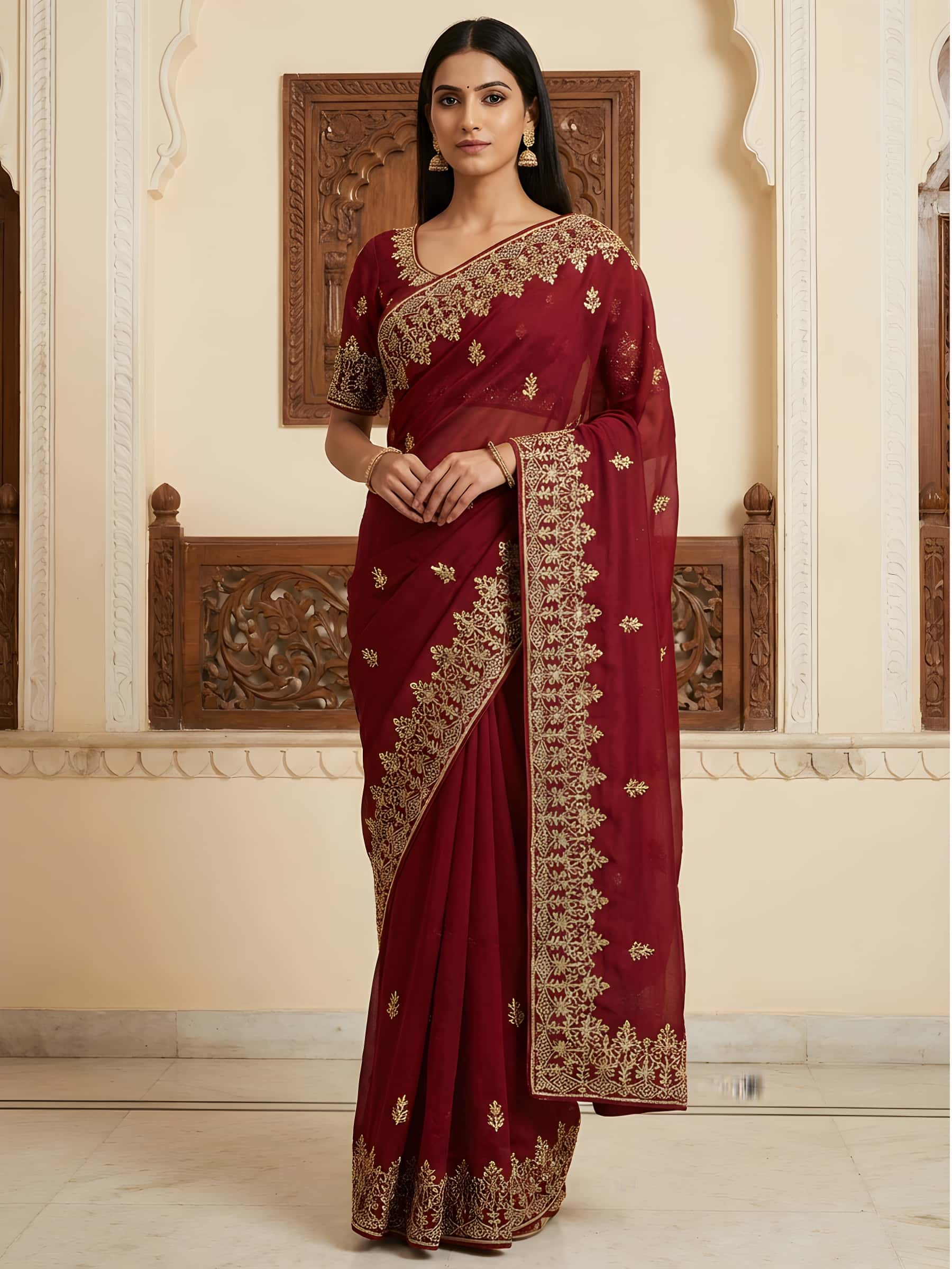 Gulnaar Pure Organza Designer Saree - Image 1