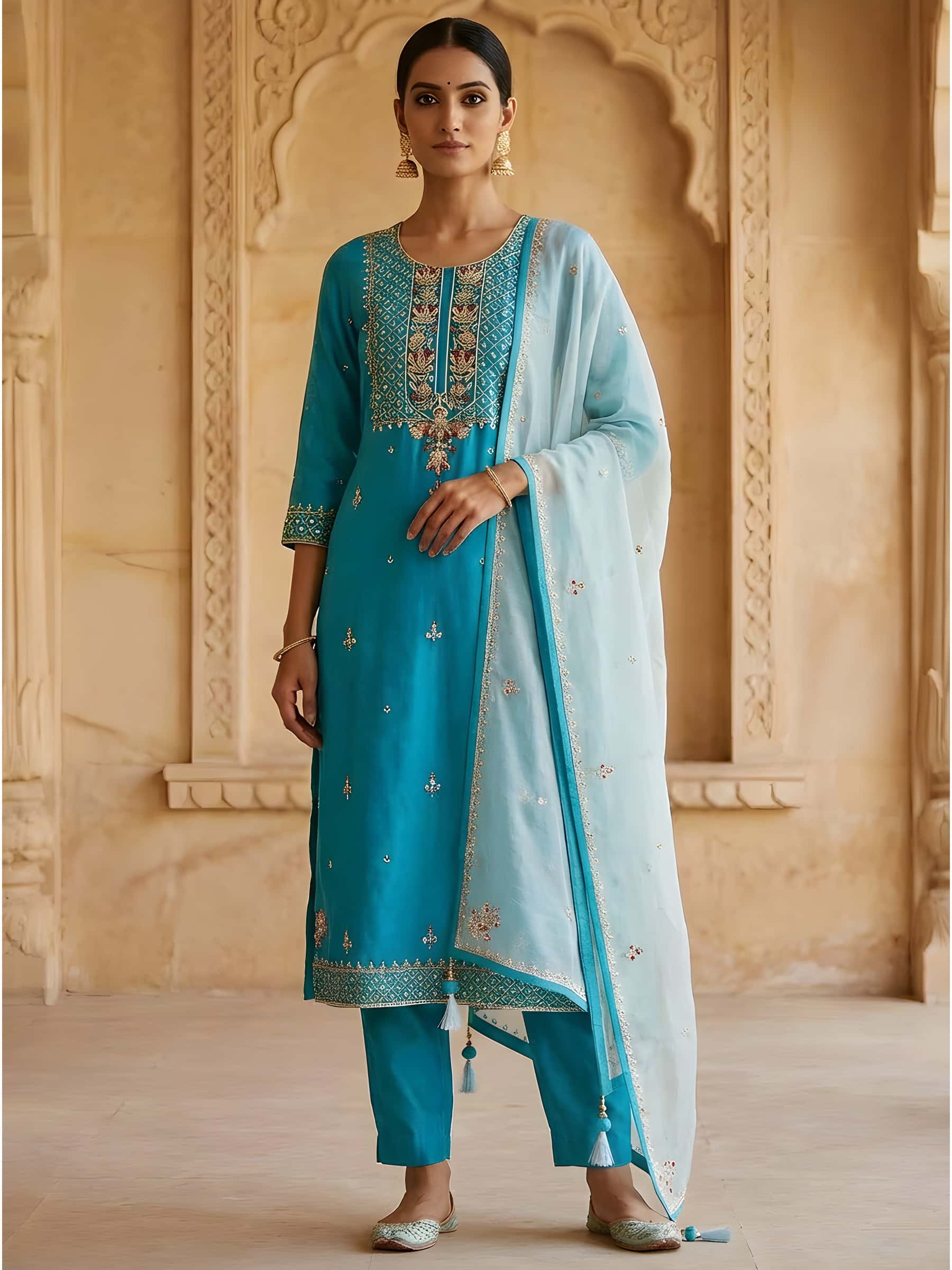 Handmade Ribbon Worked Designer Suit Set