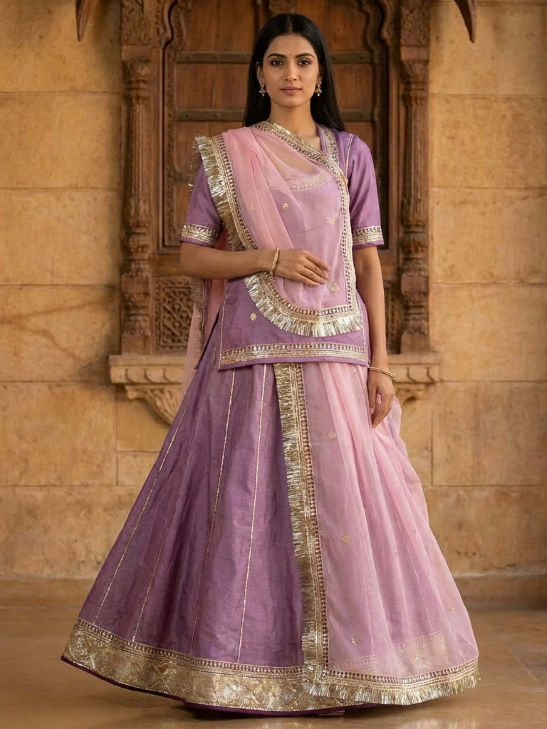 Lavender Pink Rajputi Poshak - Image 1