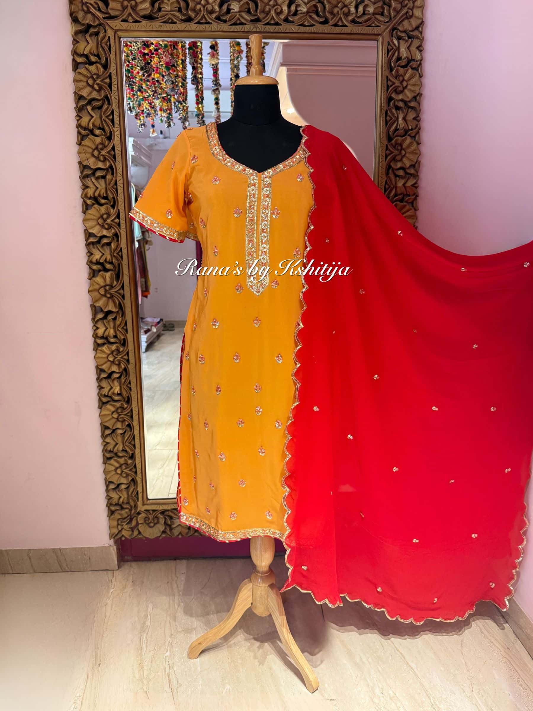 Mango Yellow and Red Salwar Suits Set thumbnail 2