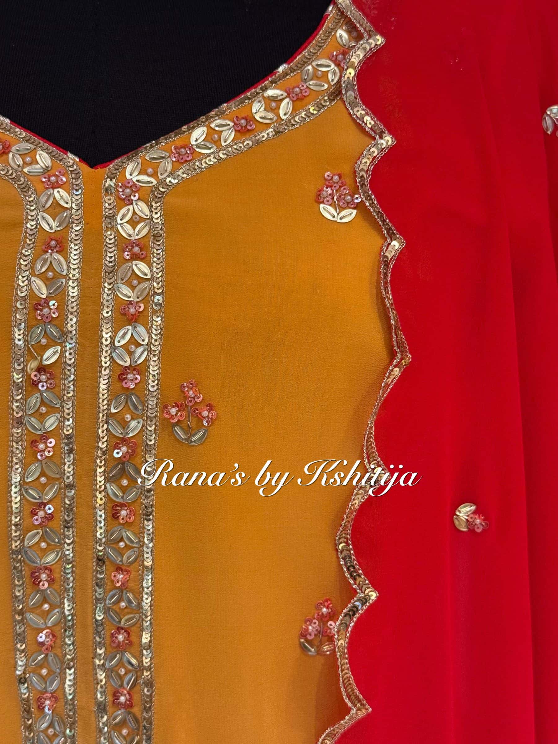 Mango Yellow and Red Salwar Suits Set thumbnail 3