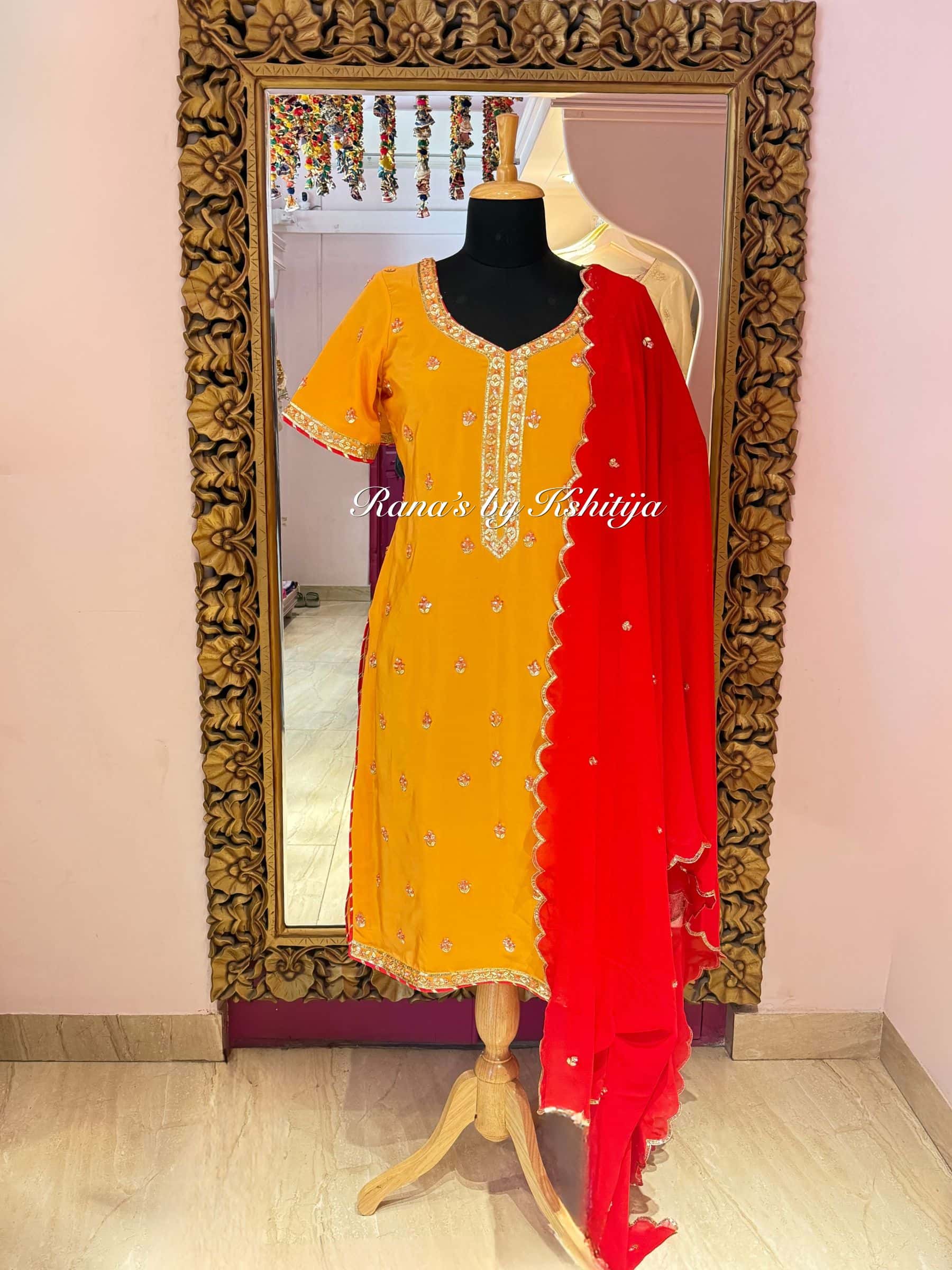 Mango Yellow and Red Salwar Suits Set thumbnail 5