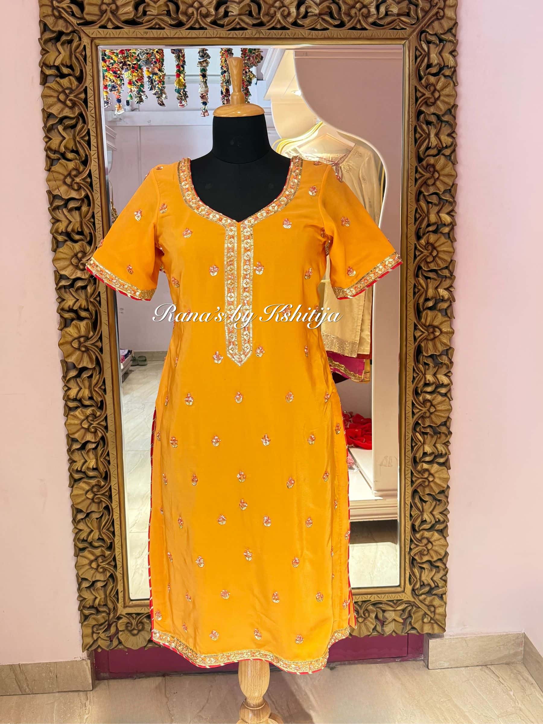 Mango Yellow and Red Salwar Suits Set thumbnail 6