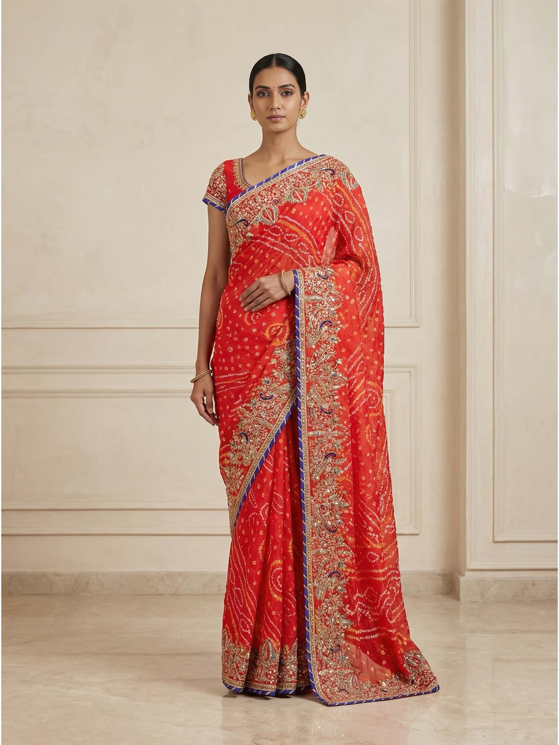 Morni Orange Pure Georgette Saree - Image 1