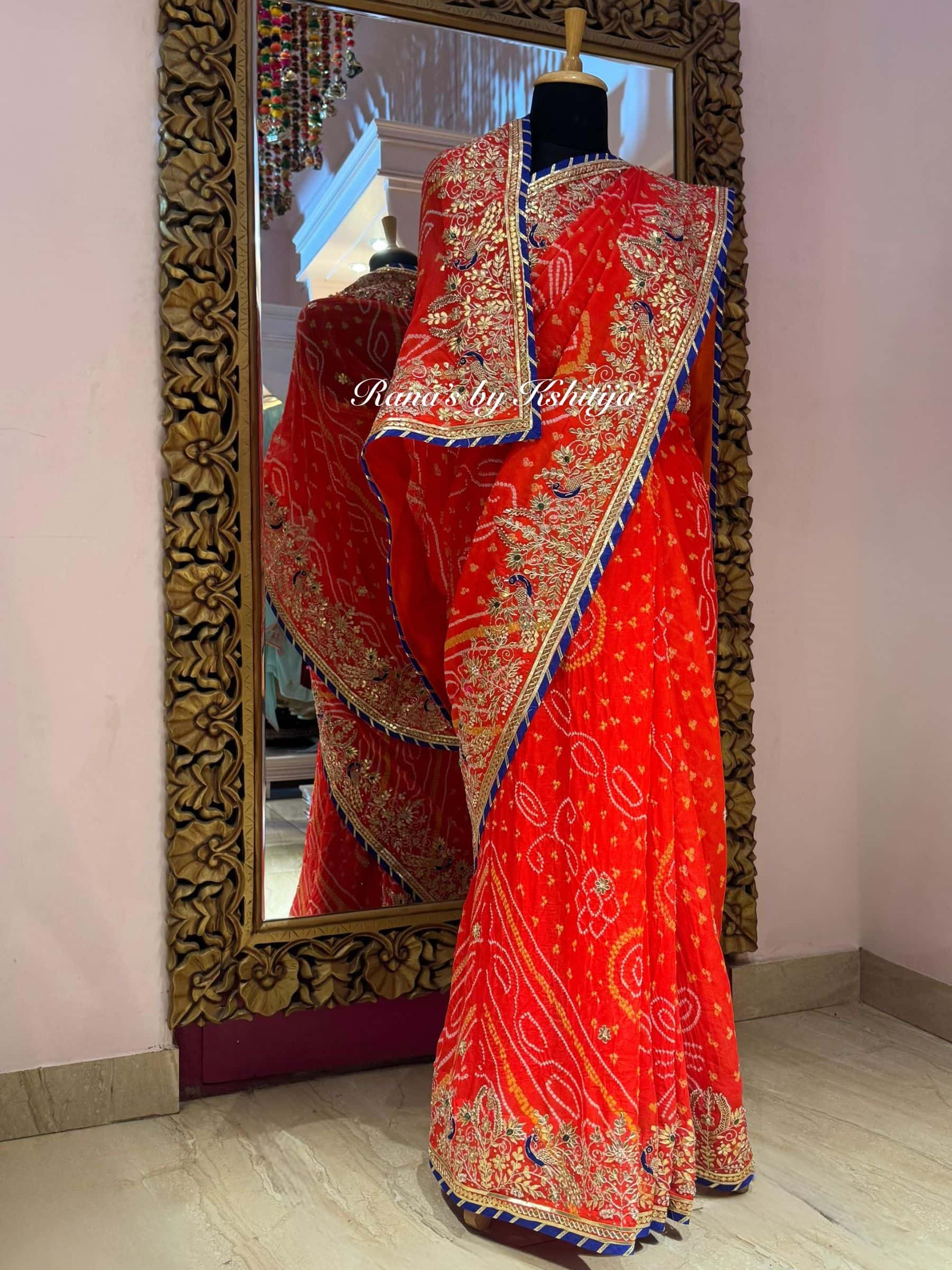 Morni Orange Pure Georgette Saree thumbnail 5