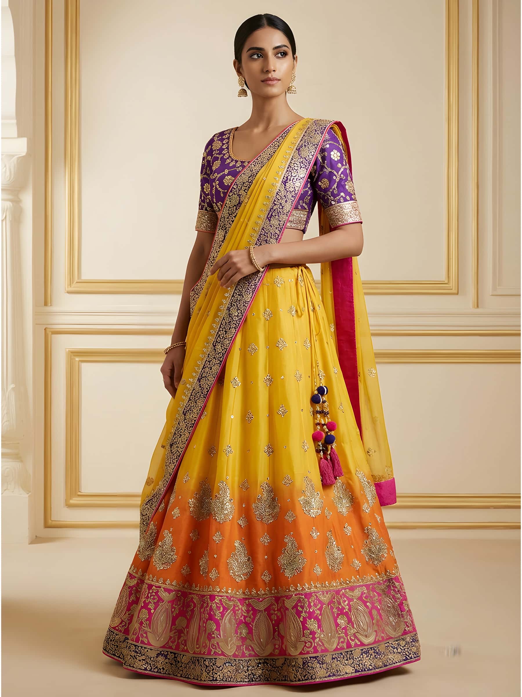 Ombre Dyed Designer Wedding Lehenga Set - Image 1