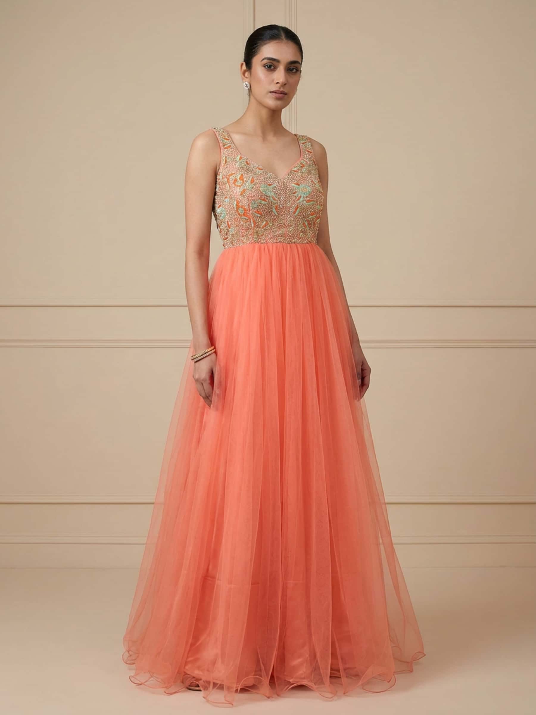 Peach Embroidered Angelic Gown