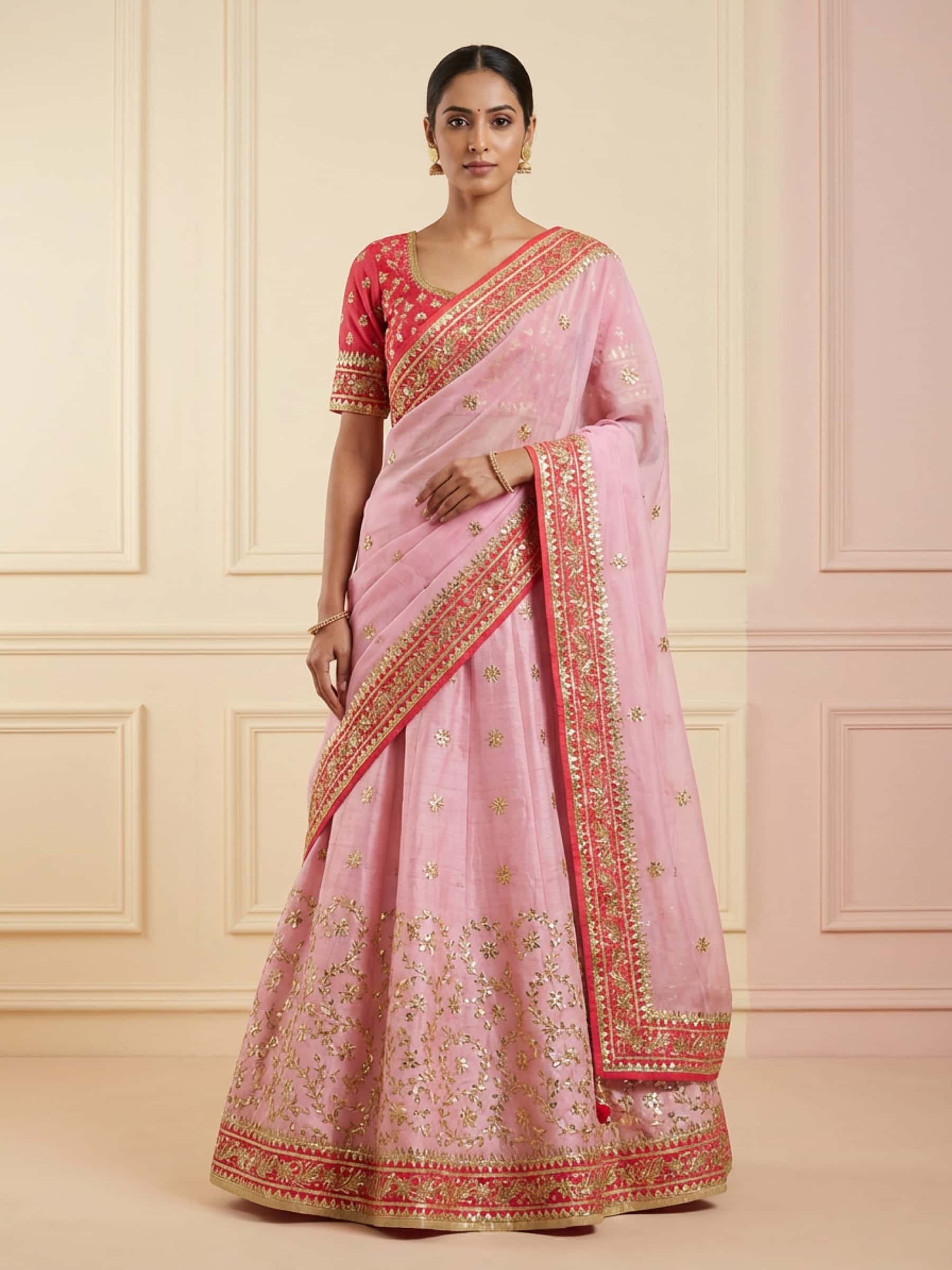 Perfect Pink and Peach Lehenga - Image 1