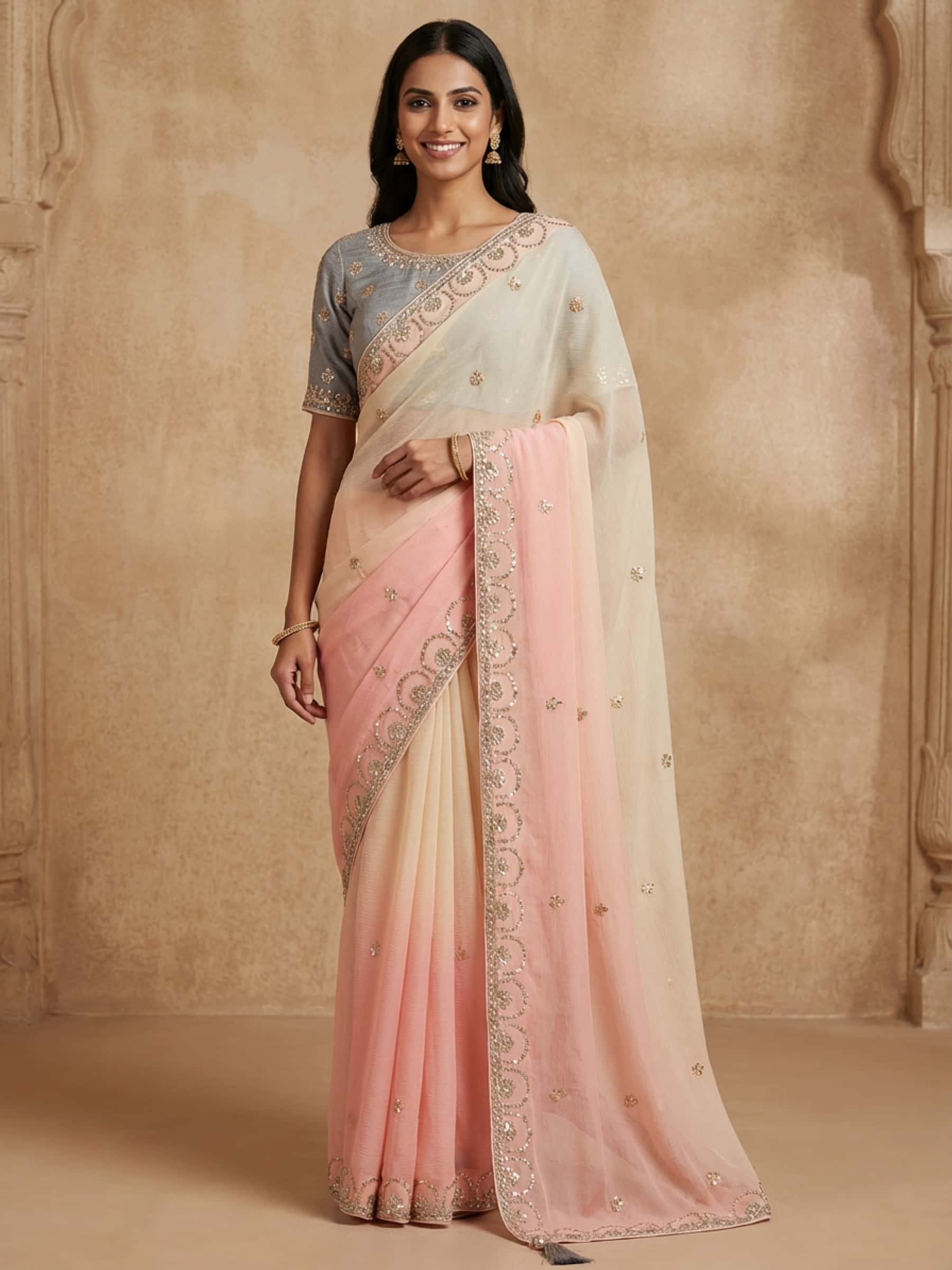 Perfect Summer Ombre Dyed Chiffon Saree thumbnail 2
