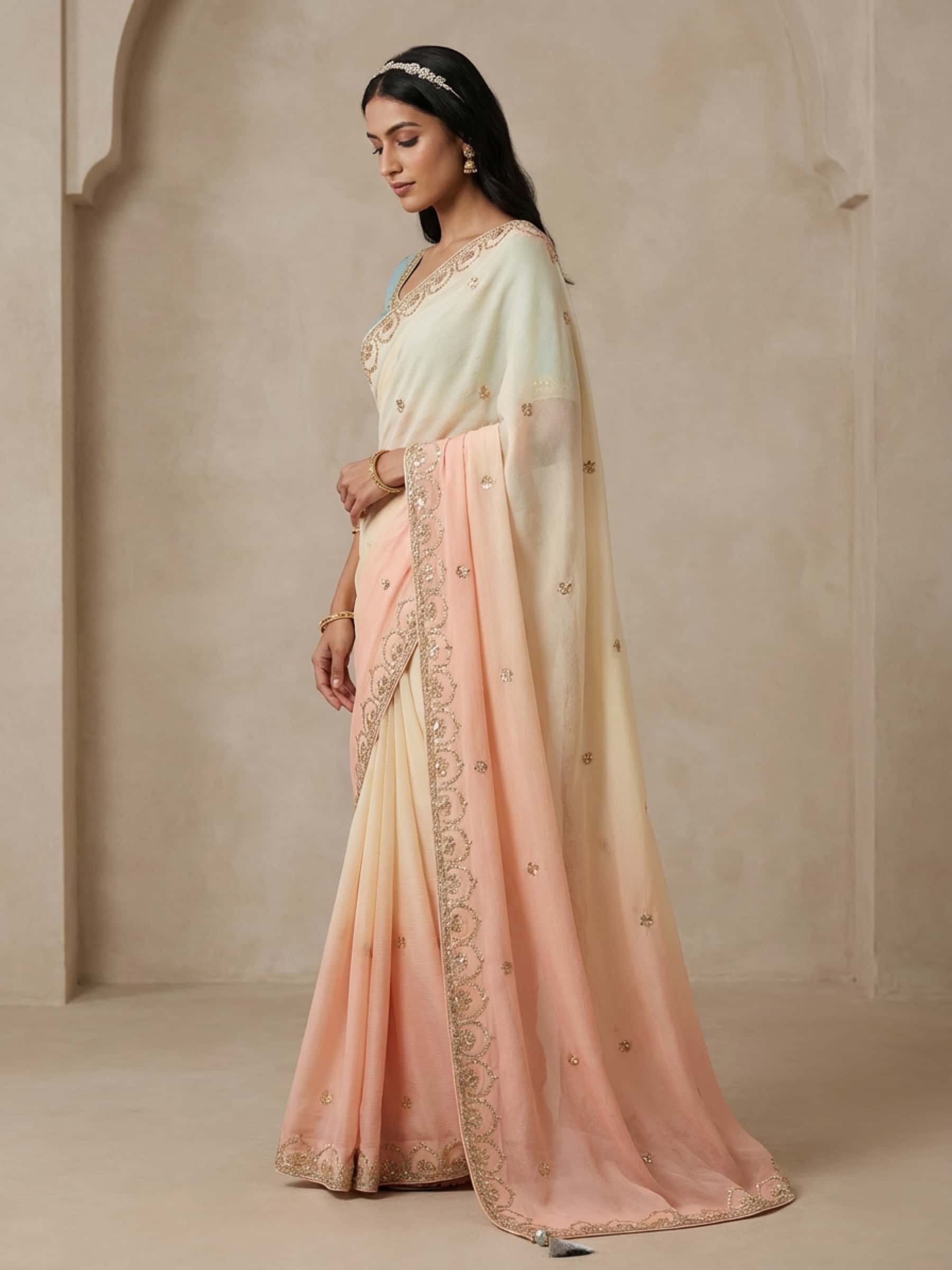 Perfect Summer Ombre Dyed Chiffon Saree thumbnail 3
