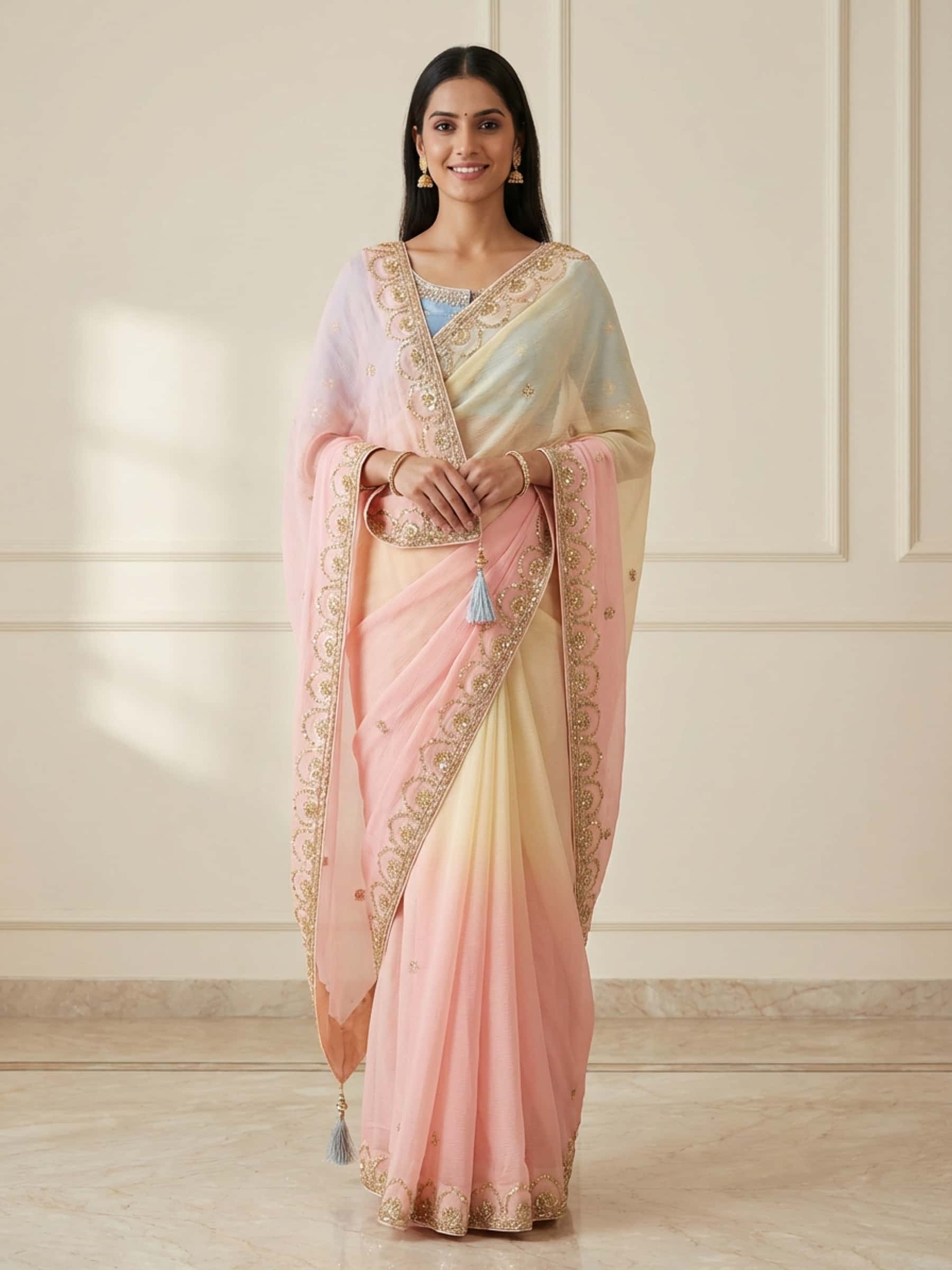 Perfect Summer Ombre Dyed Chiffon Saree thumbnail 4
