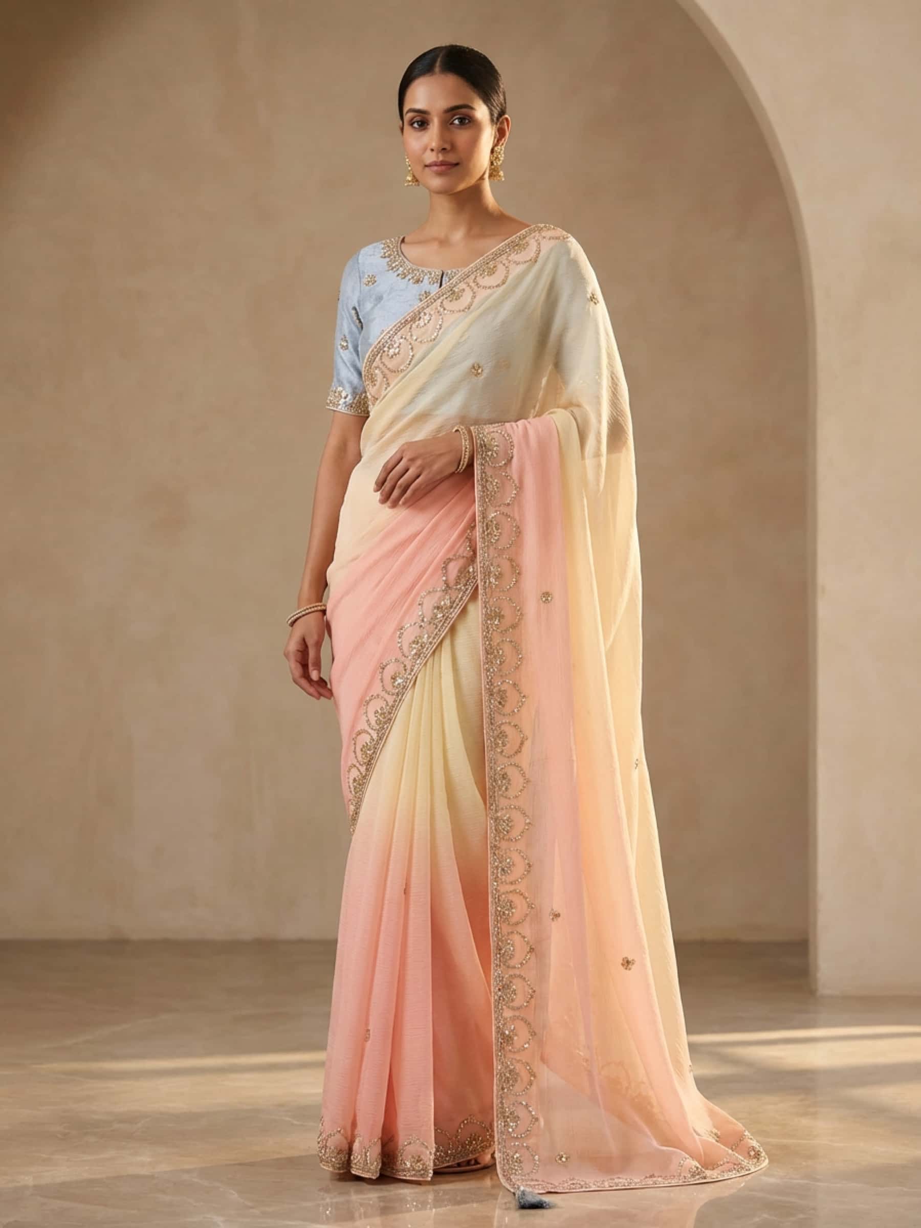 Perfect Summer Ombre Dyed Chiffon Saree thumbnail 5