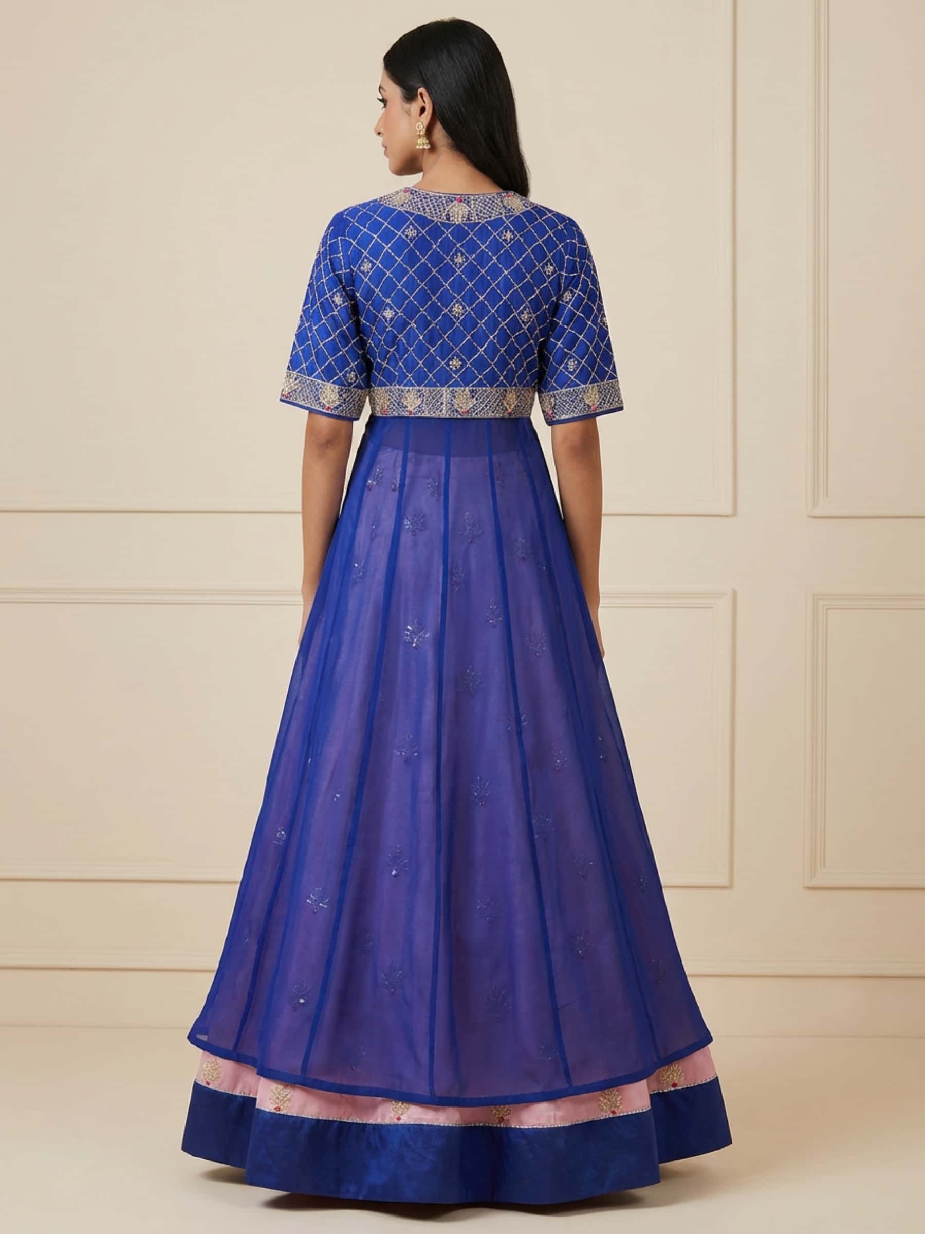 Pink Skirt Dress Set with Blue Jacket thumbnail 3