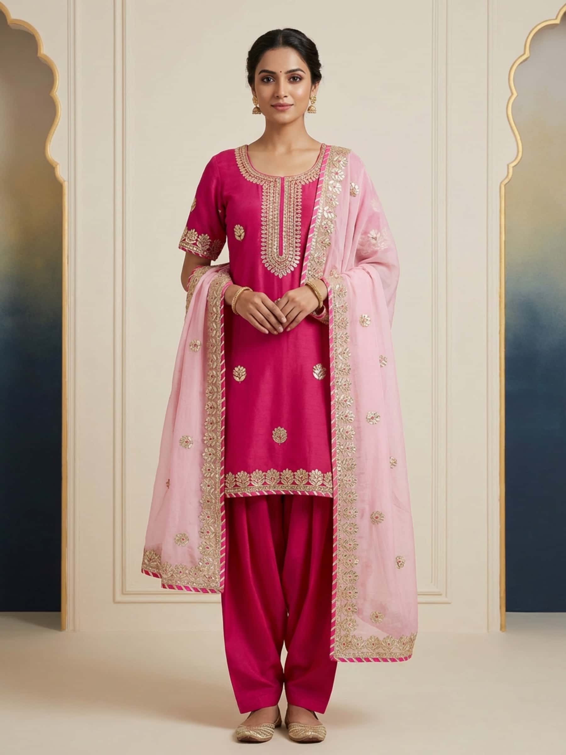 Pretty Pink and Rani Salwar Suit - Image 1