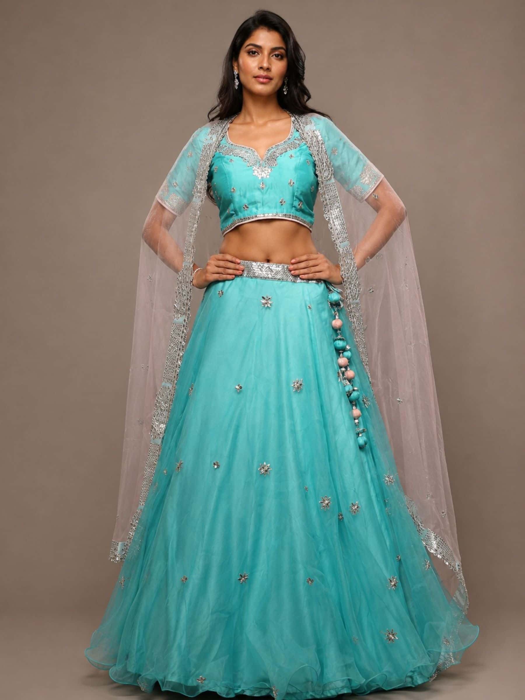 Pure Organza and Pure Silk Lehenga Set - Image 1