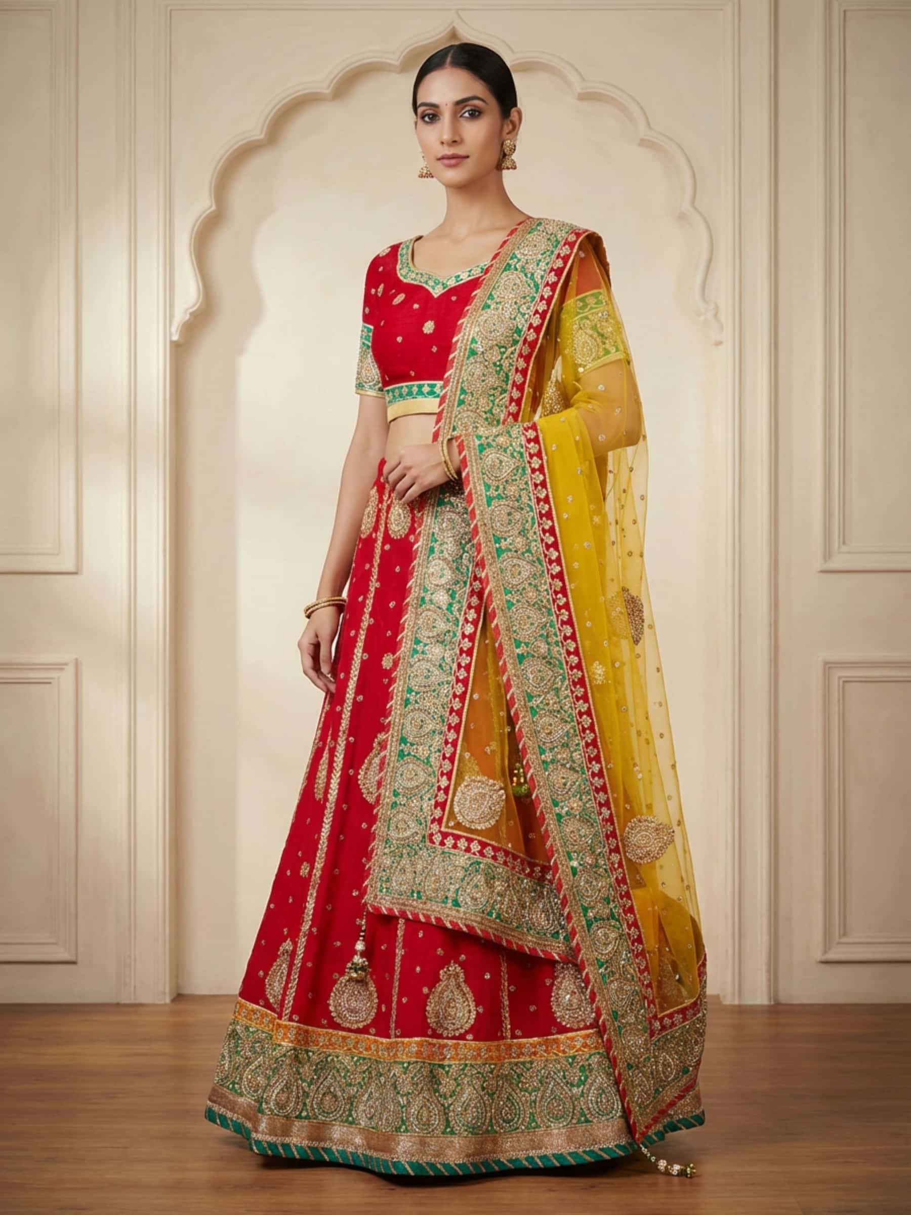 Radiant Red Gota Patti Lehenga Set - Image 1